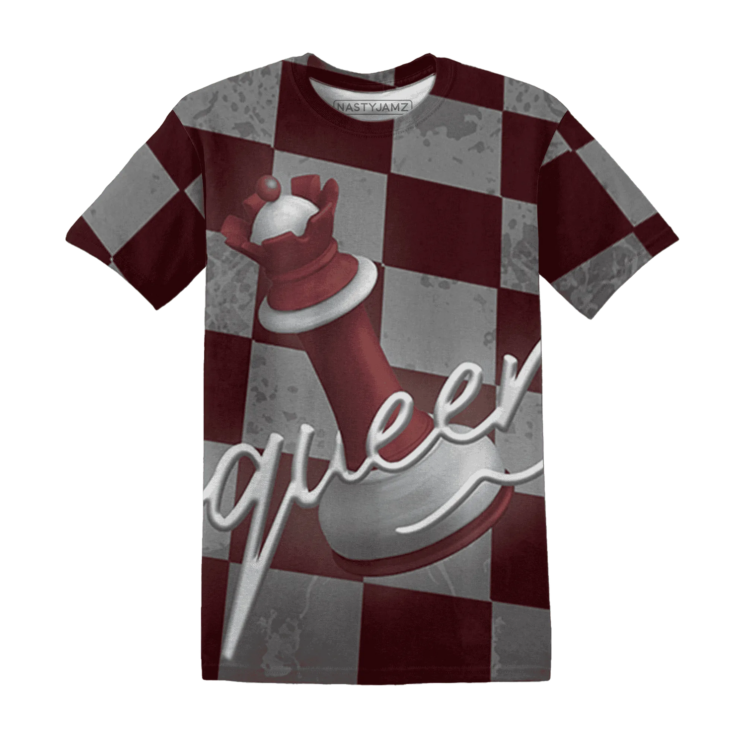 High-White-Team-Red-1s-T-Shirt-Match-Black-Queen-3D