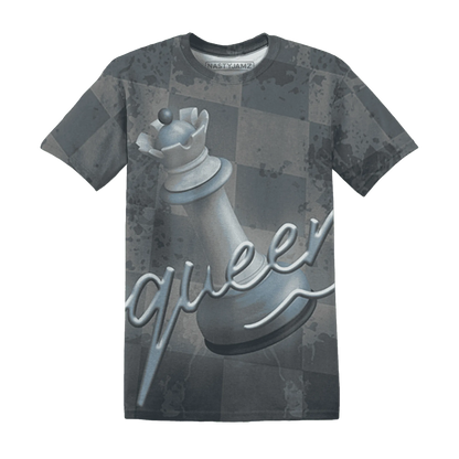 Mid-Diffused-Blue-Grey-1s-T-Shirt-Match-Black-Queen-3D