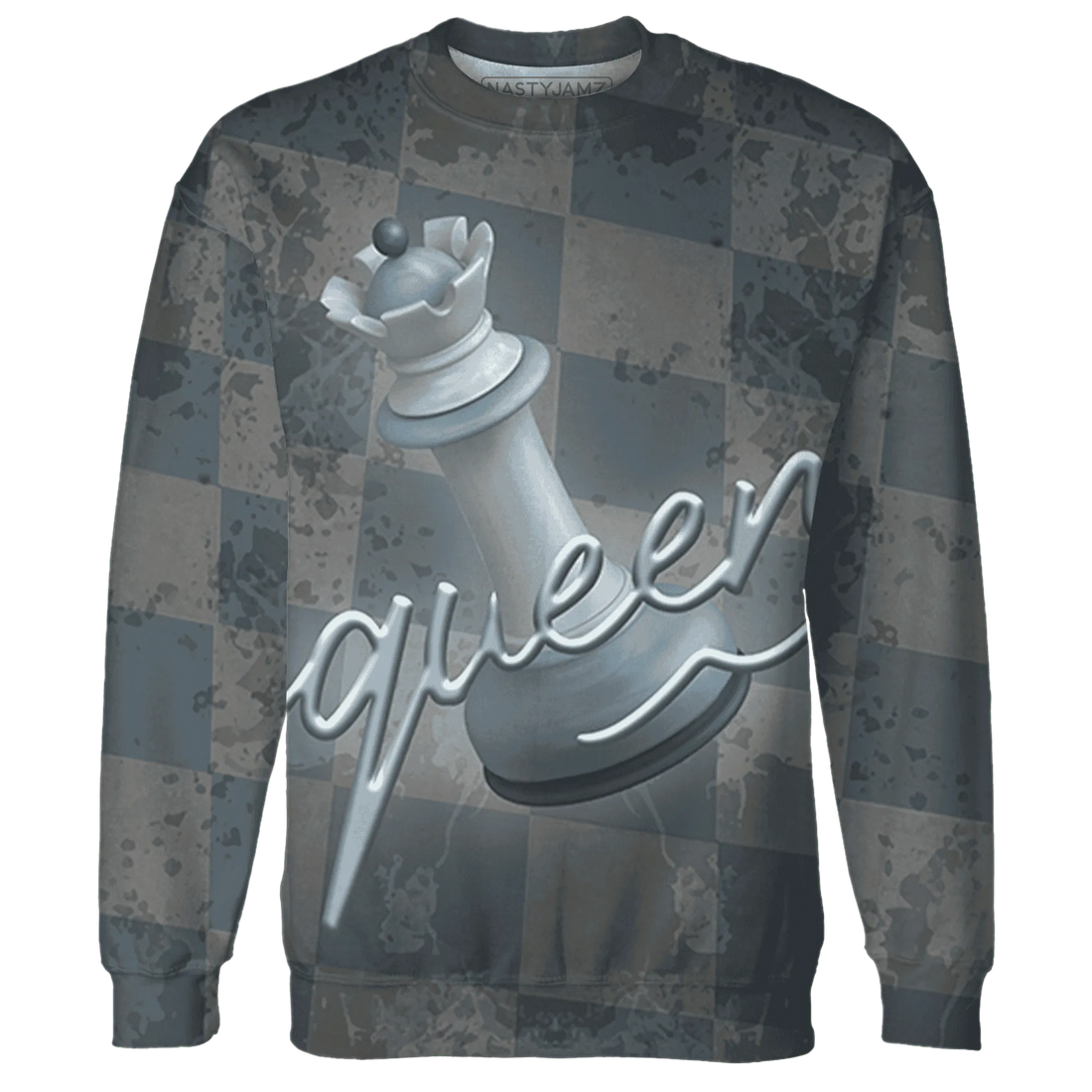 Mid-Diffused-Blue-Grey-1s-Sweatshirt-Match-Black-Queen-3D