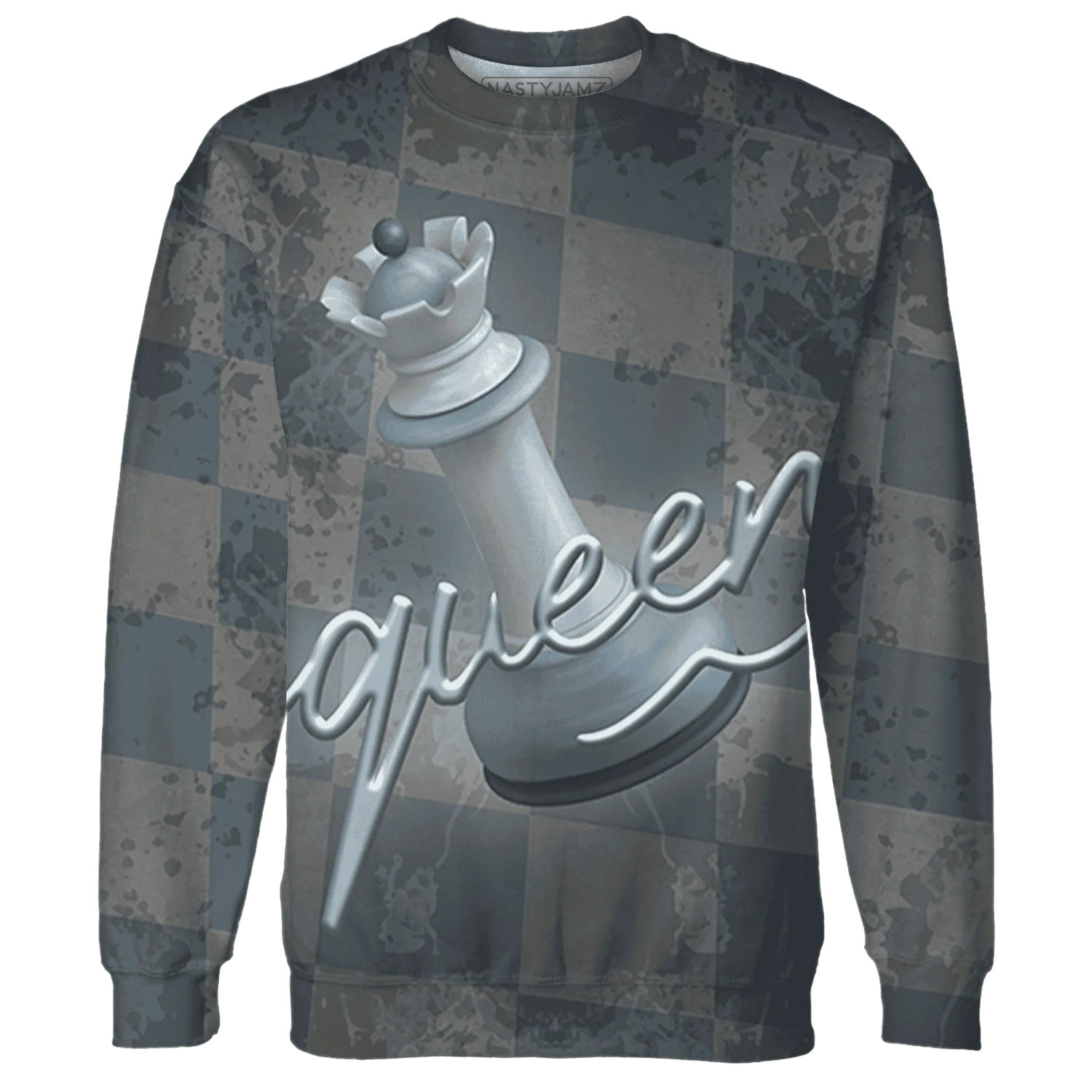 Mid-Diffused-Blue-Grey-1s-Sweatshirt-Match-Black-Queen-3D