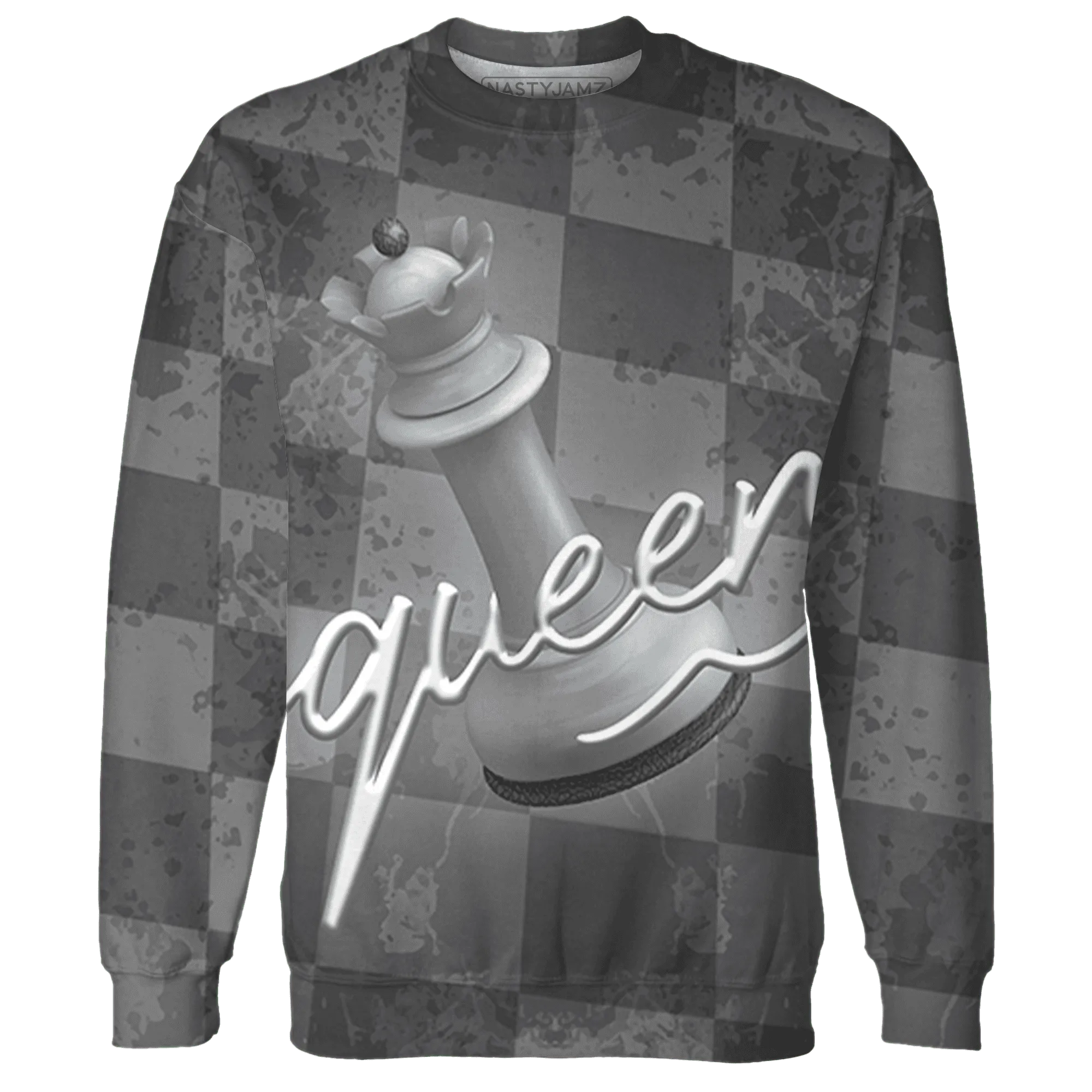 Cement-Grey-3s-Sweatshirt-Match-Black-Queen-3D