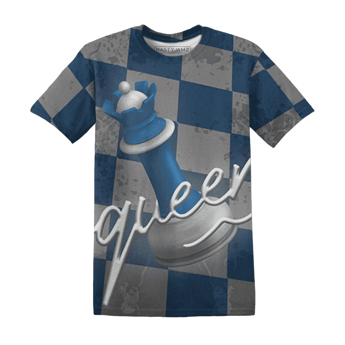 Industrial-Blue-4s-T-Shirt-Match-Black-Queen-3D