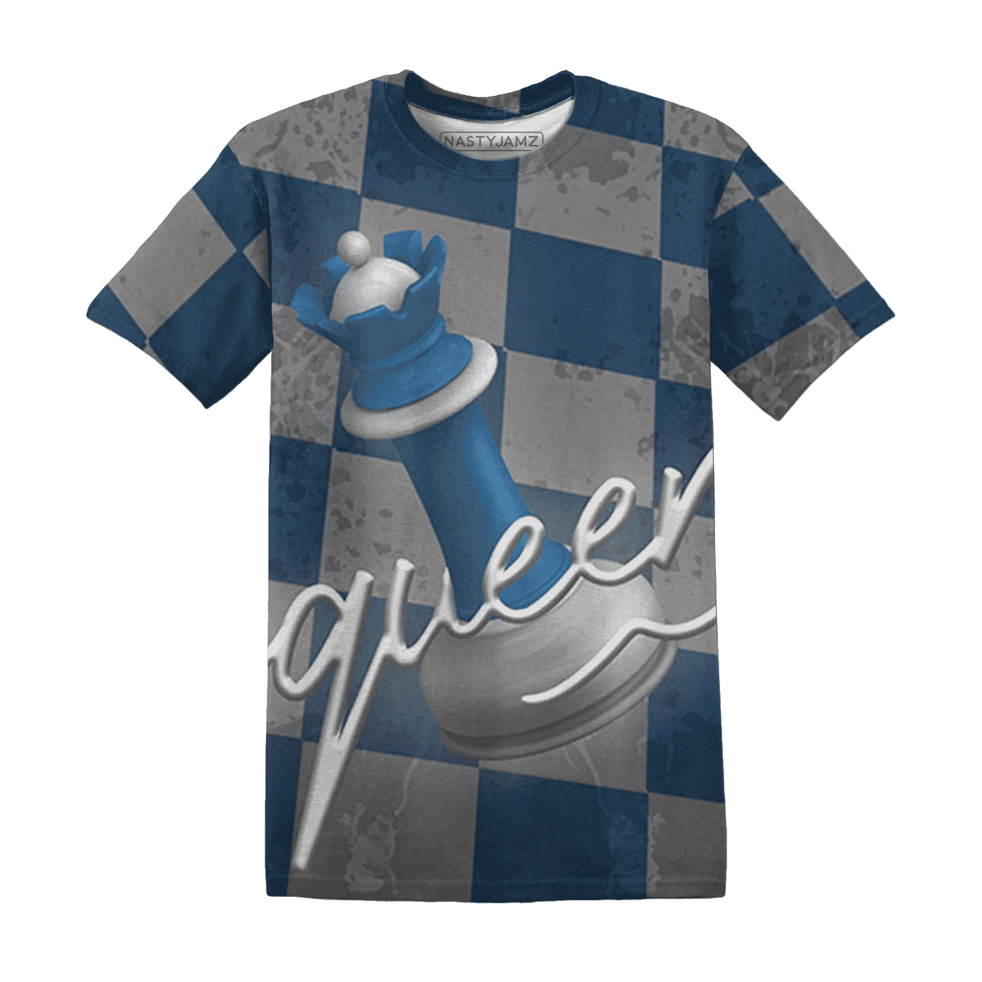 Industrial-Blue-4s-T-Shirt-Match-Black-Queen-3D