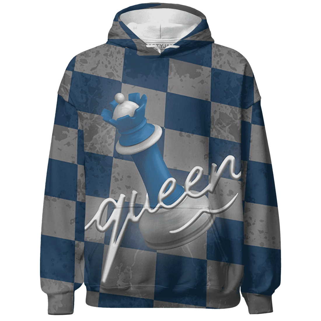 Industrial-Blue-4s-Hoodie-Match-Black-Queen-3D
