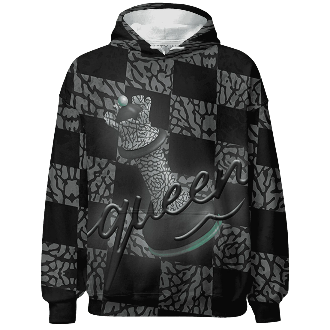 Green-Glow-3s-Hoodie-Match-Black-Queen-3D
