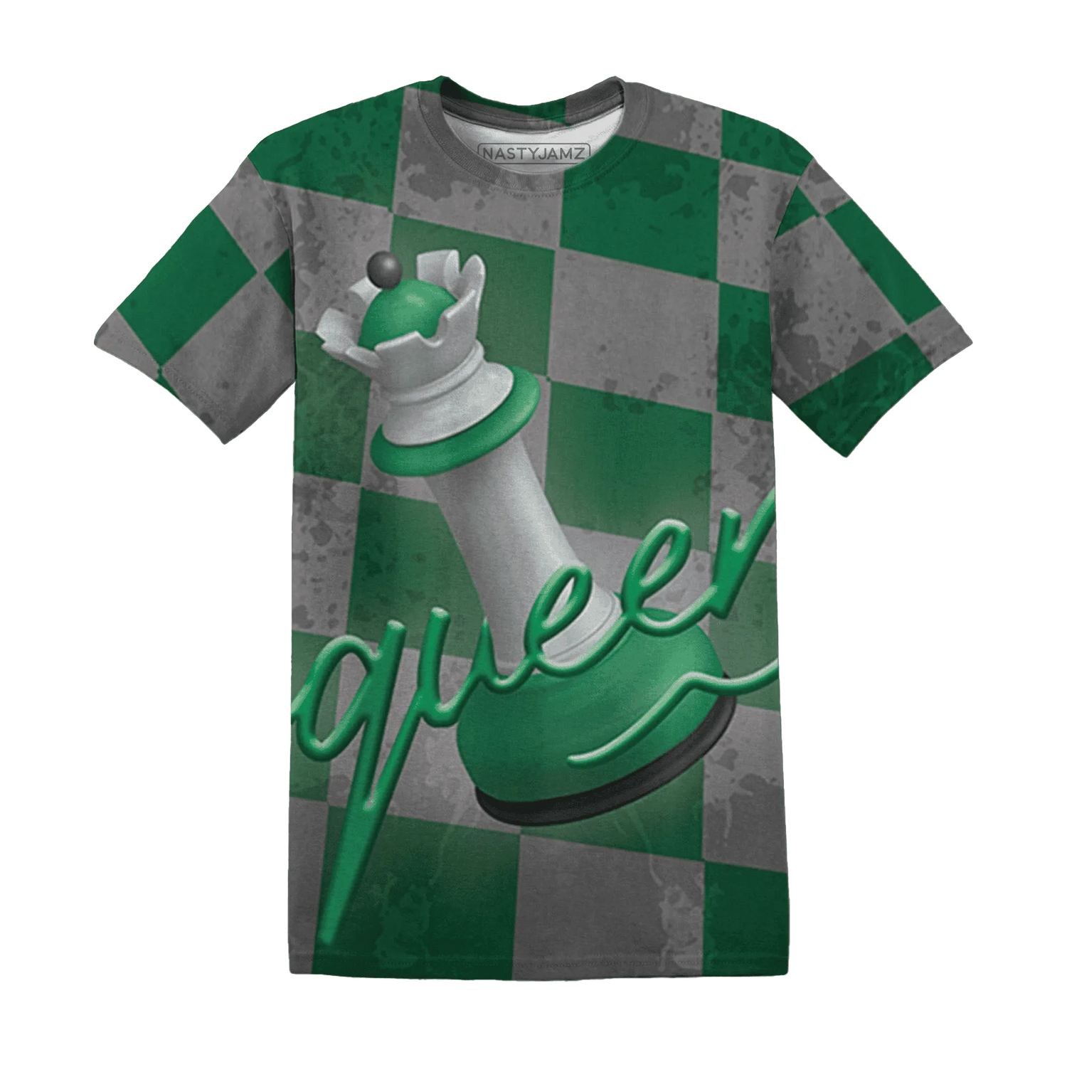 Lucky-Green-5s-T-Shirt-Match-Black-Queen-3D
