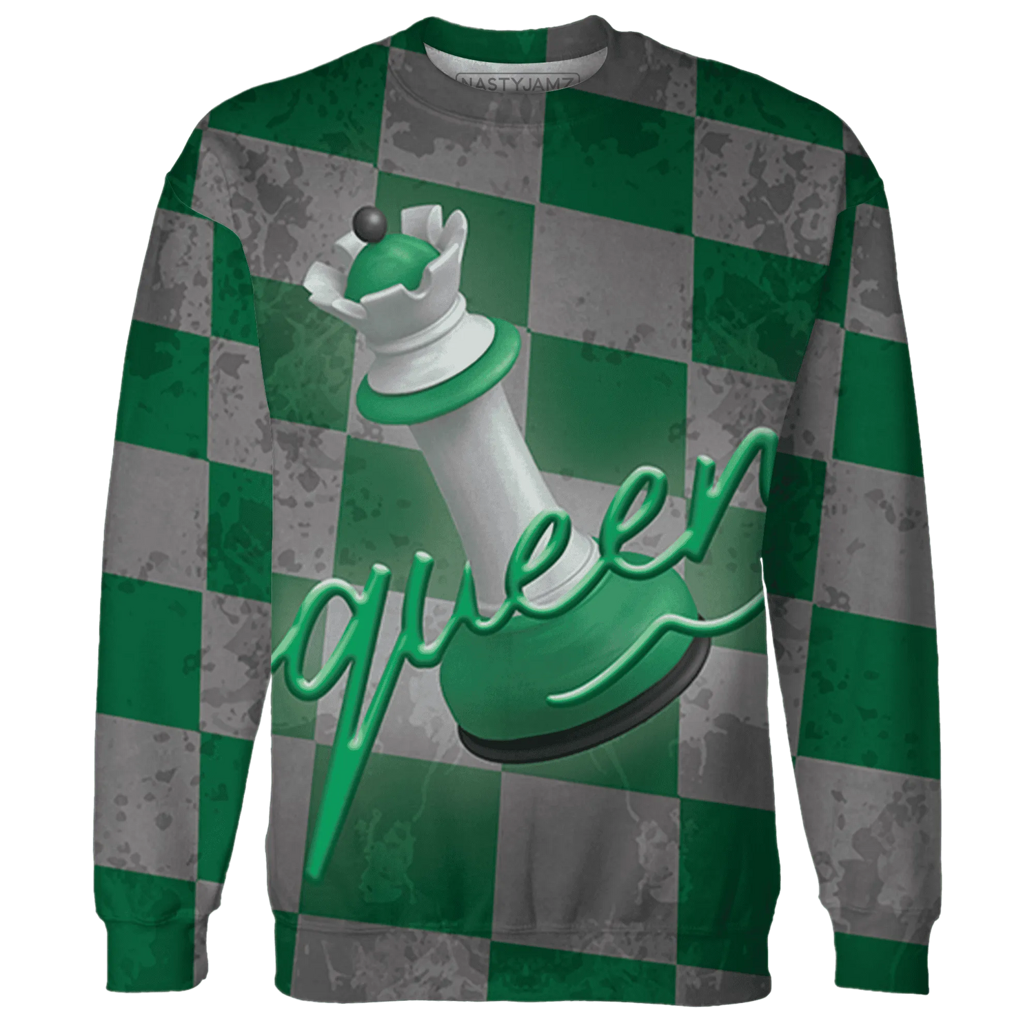 Lucky-Green-5s-Sweatshirt-Match-Black-Queen-3D