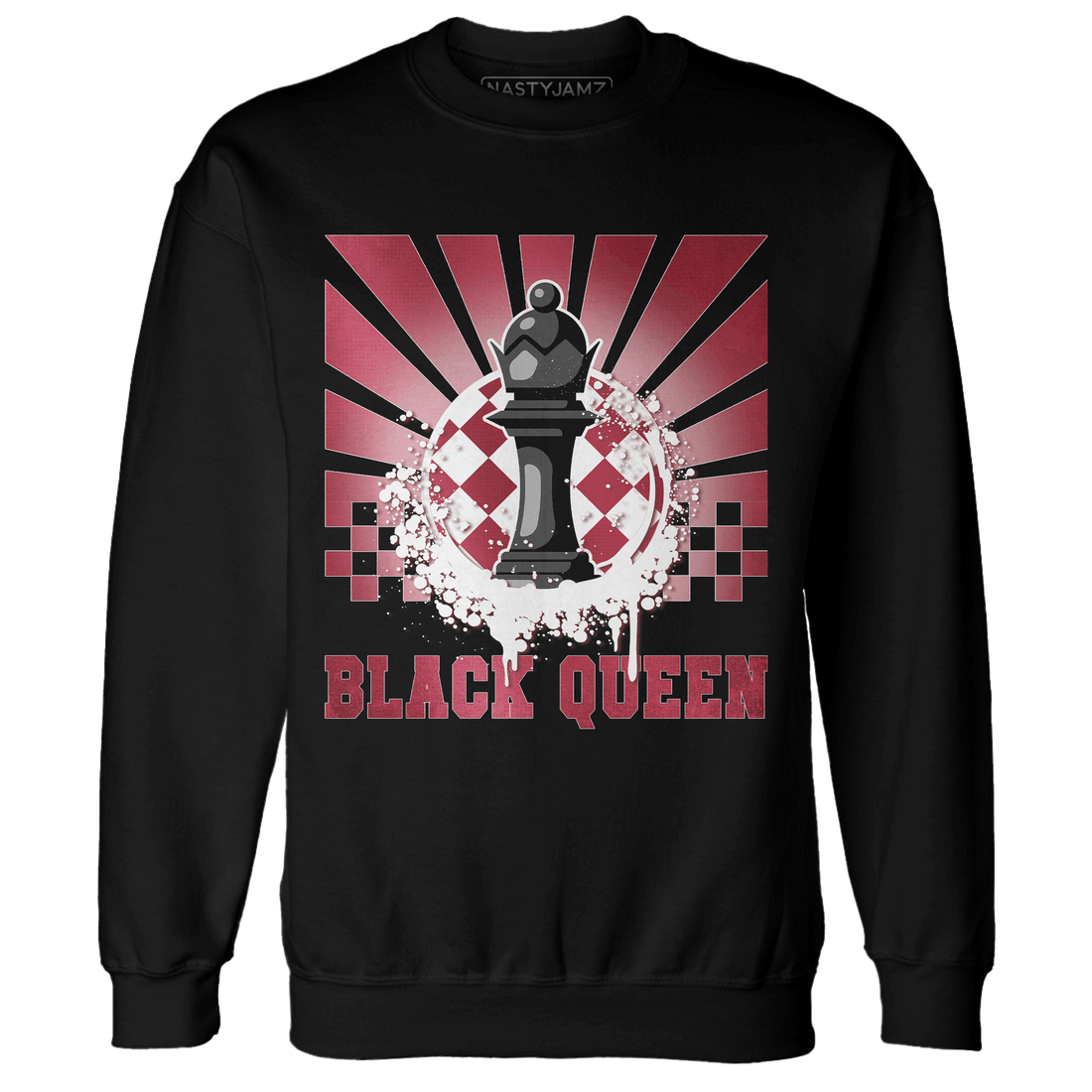 High 85 Metallic Burgundy 1s Sweatshirt Match Black Queen Collection - NastyJamz