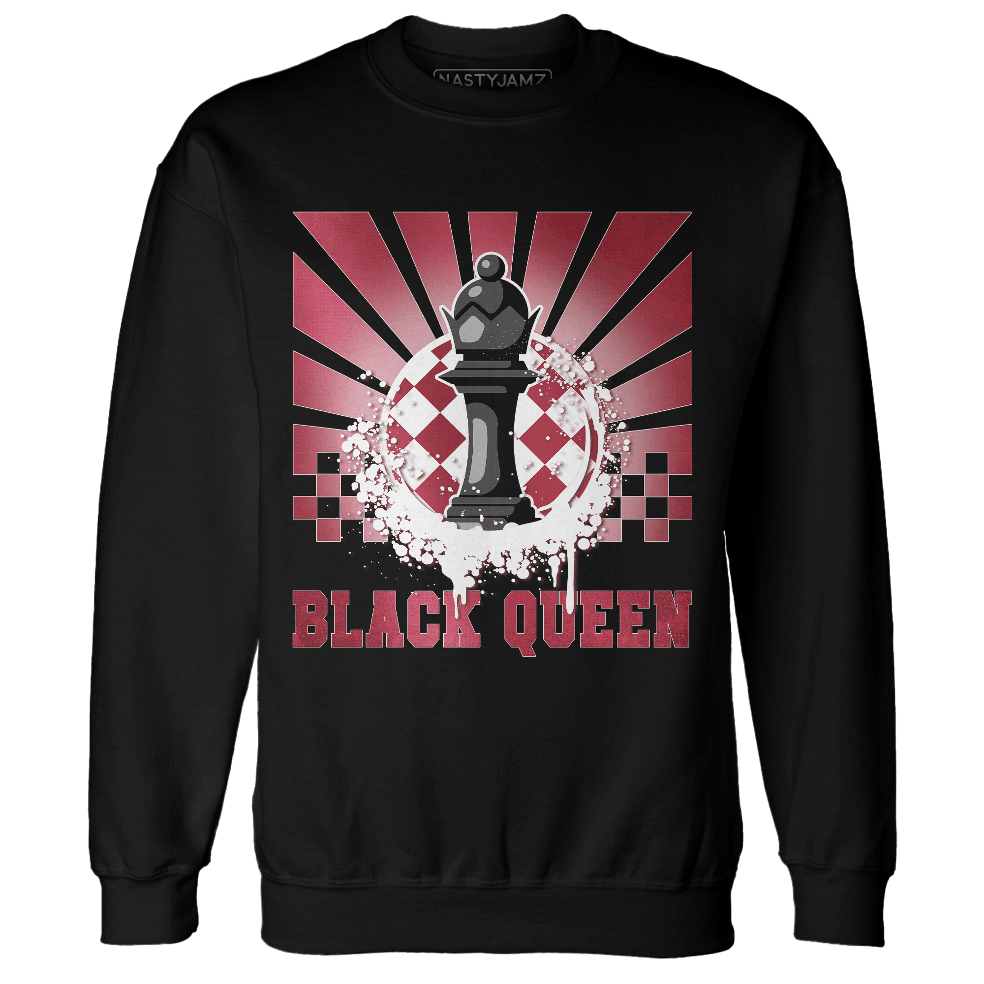 High 85 Metallic Burgundy 1s Sweatshirt Match Black Queen Collection - NastyJamz