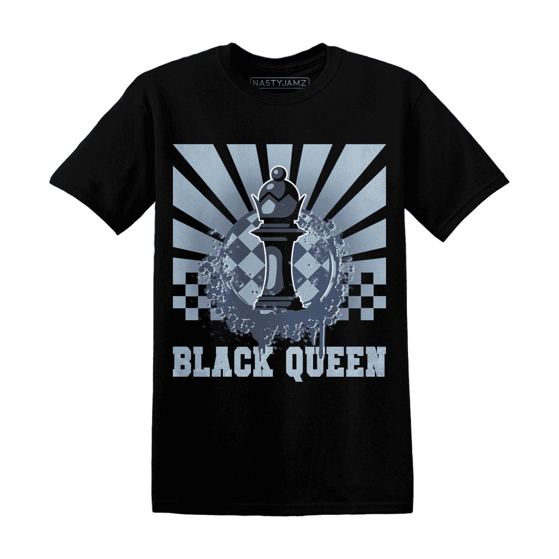 Mid Diffused Blue Grey 1s T Shirt Match Black Queen Collection - NastyJamz