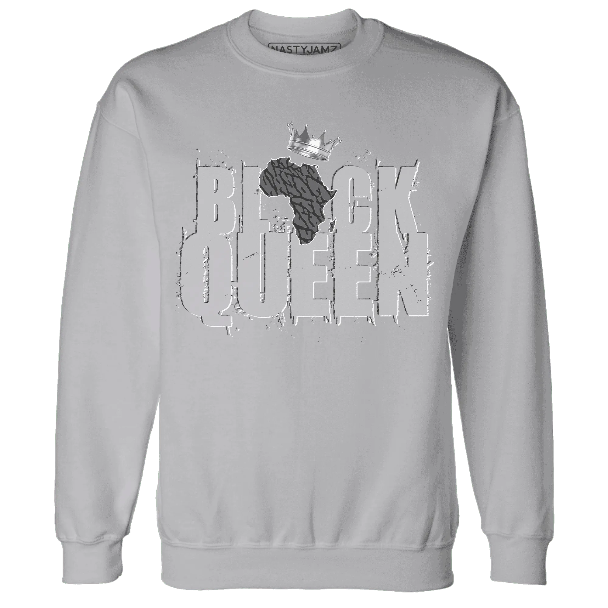 Cement-Grey-3s-Sweatshirt-Match-Black-Queen-Crown