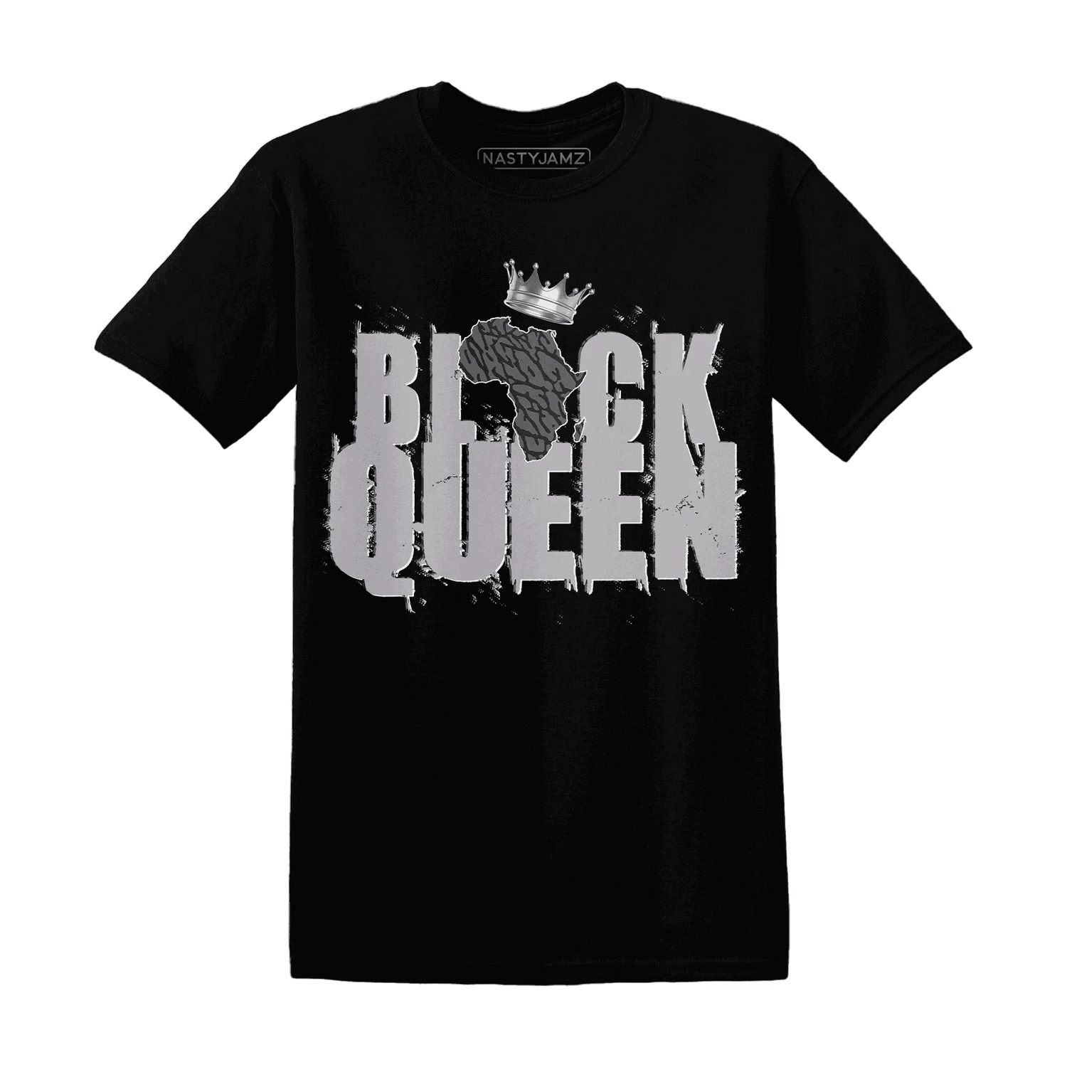Cement-Grey-3s-T-Shirt-Match-Black-Queen-Crown