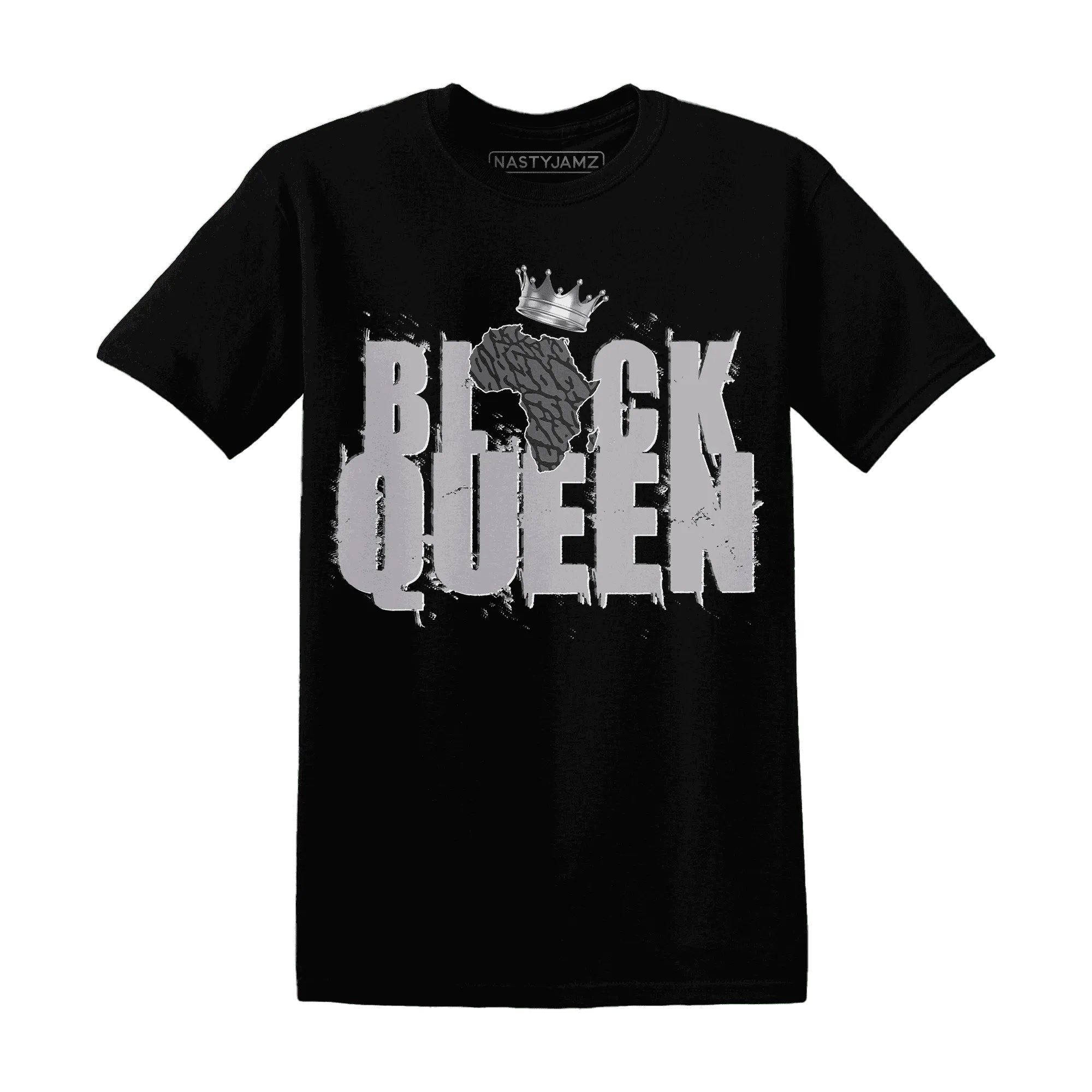 Cement-Grey-3s-T-Shirt-Match-Black-Queen-Crown