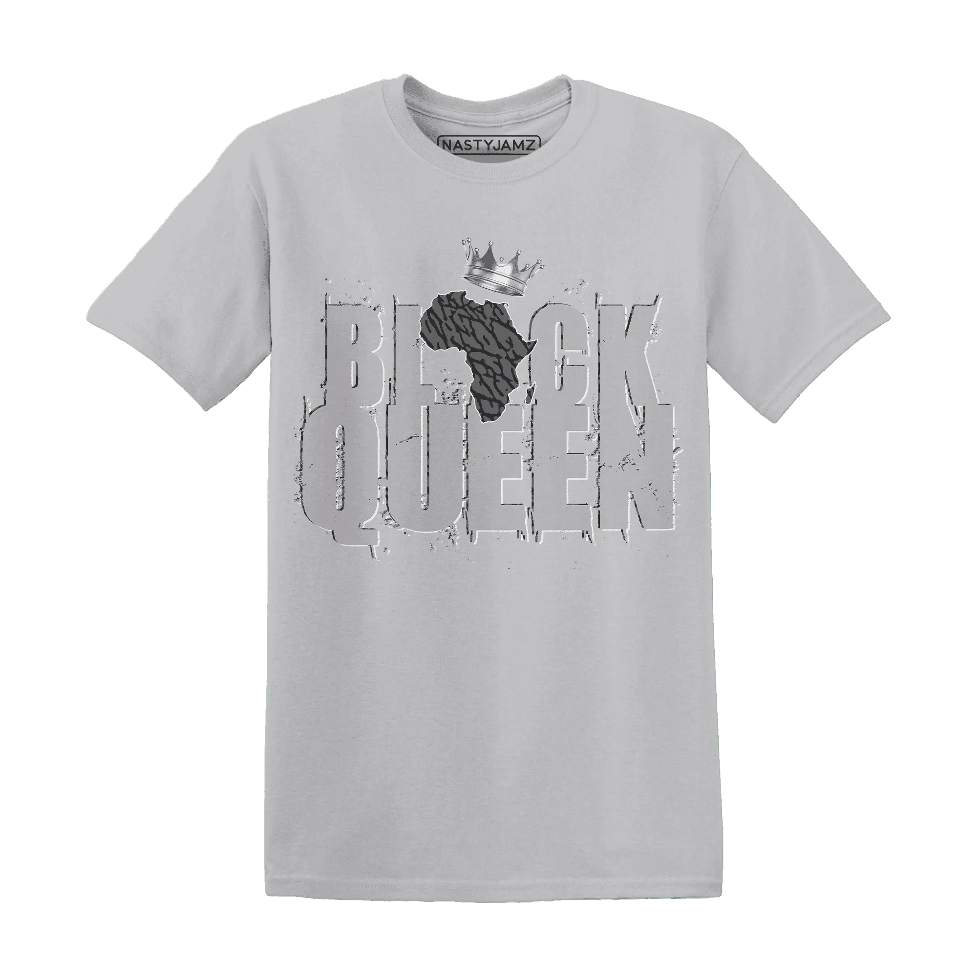 Cement-Grey-3s-T-Shirt-Match-Black-Queen-Crown