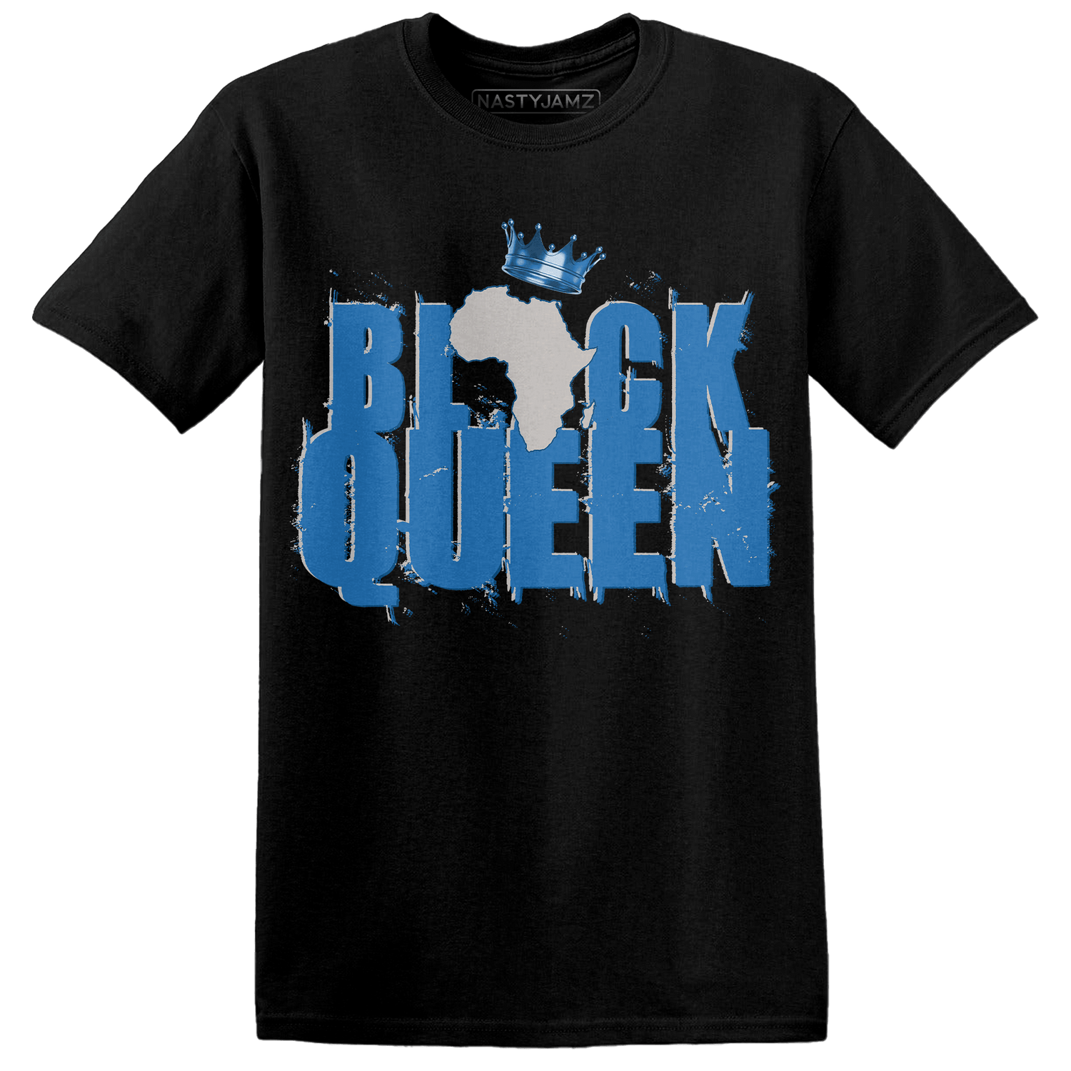 Industrial Blue 4s T Shirt Match Black Queen Crown - NastyJamz