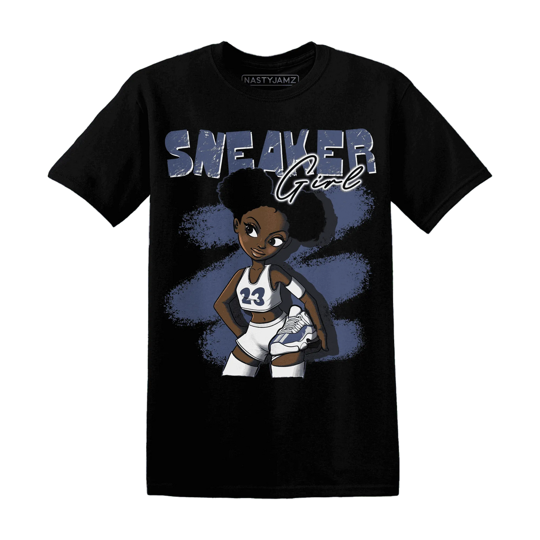 Low-Diffused-Blue-11s-T-Shirt-Match-Black-Sneaker-Girl
