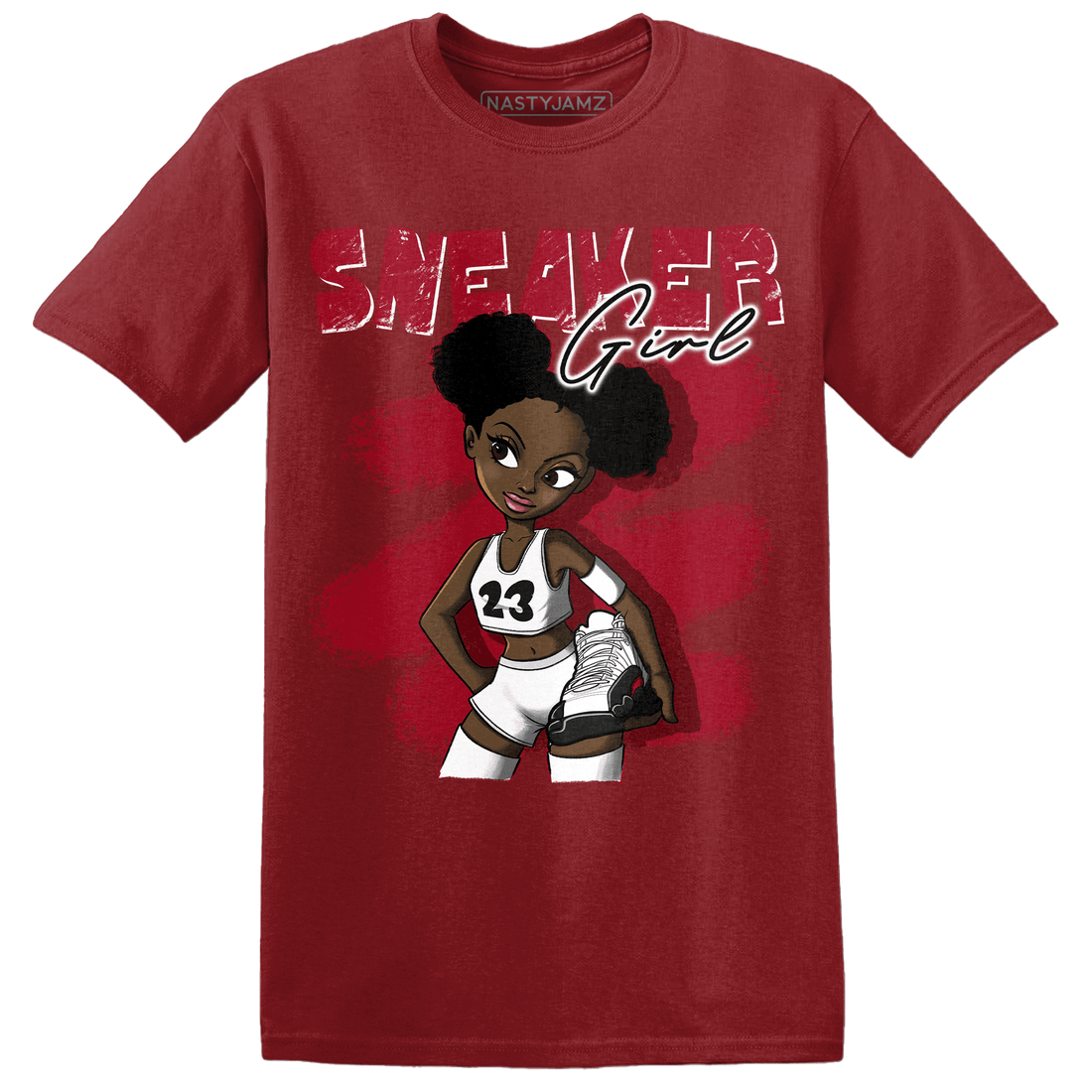 Retro Red Taxi 12s T Shirt Match Black Sneaker Girl - NastyJamz