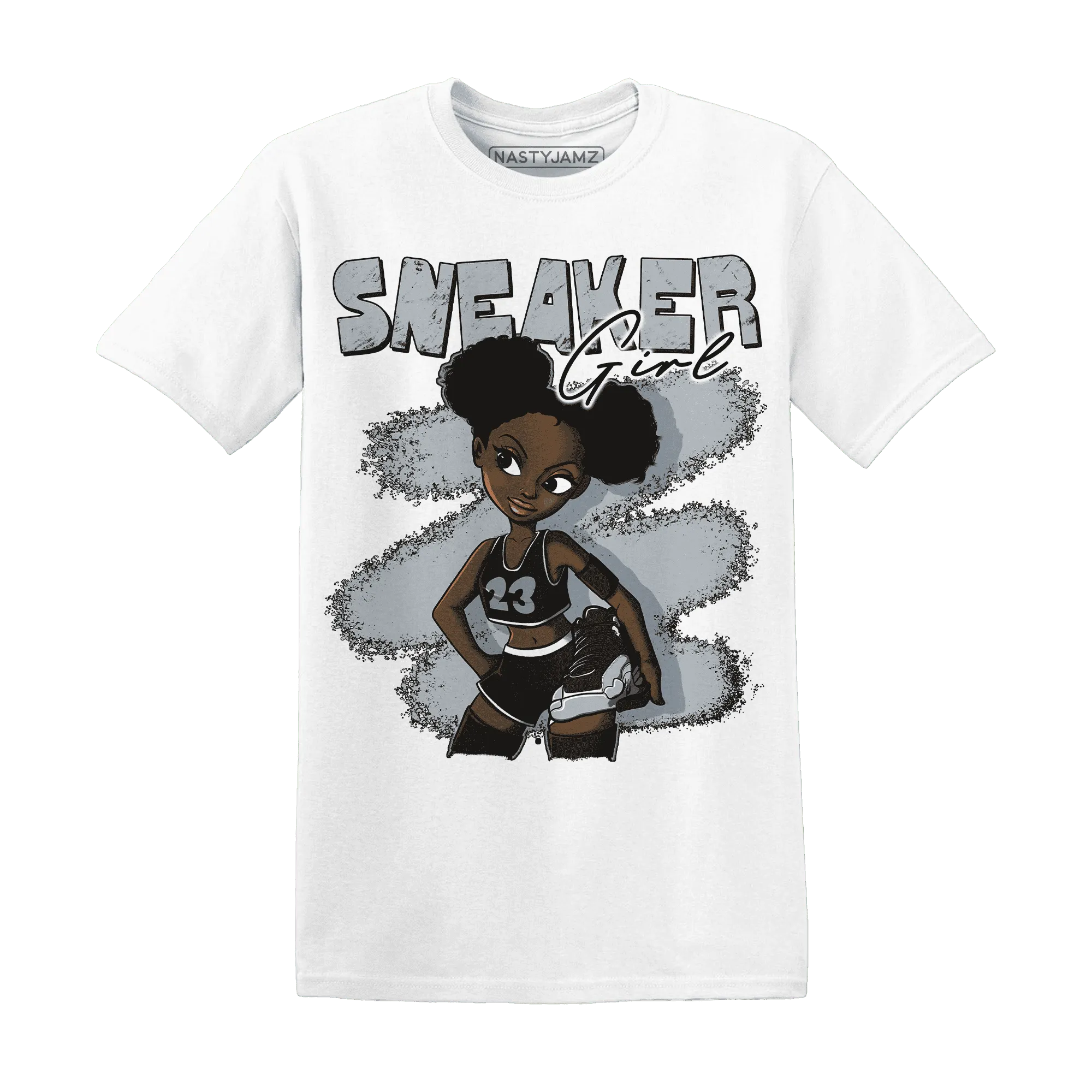 NastyJamz-Wolf-Grey-12s-T-Shirt-Match-Black-Sneaker-Girl