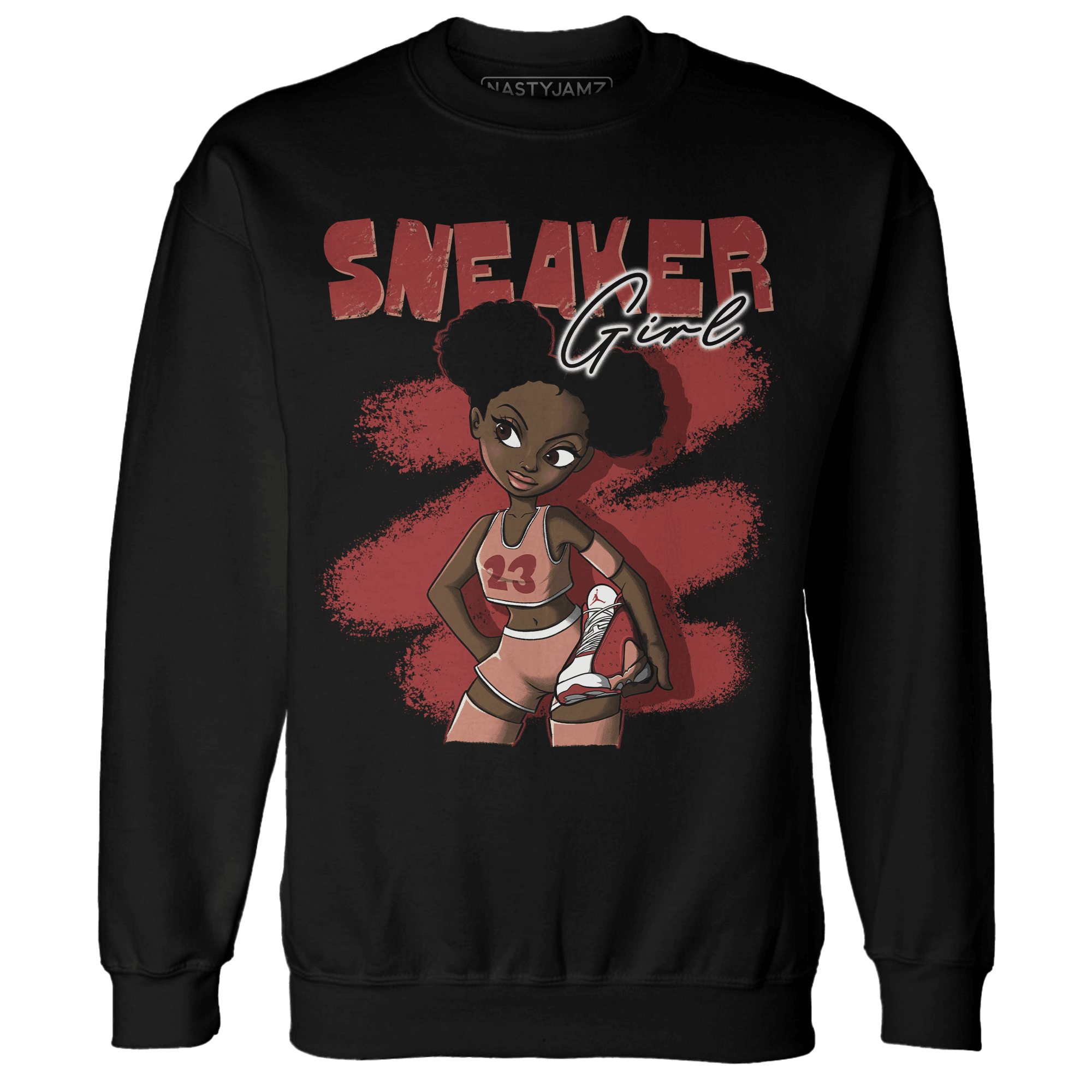 Dune Red 13s Sweatshirt Match Black Sneaker Girl - NastyJamz