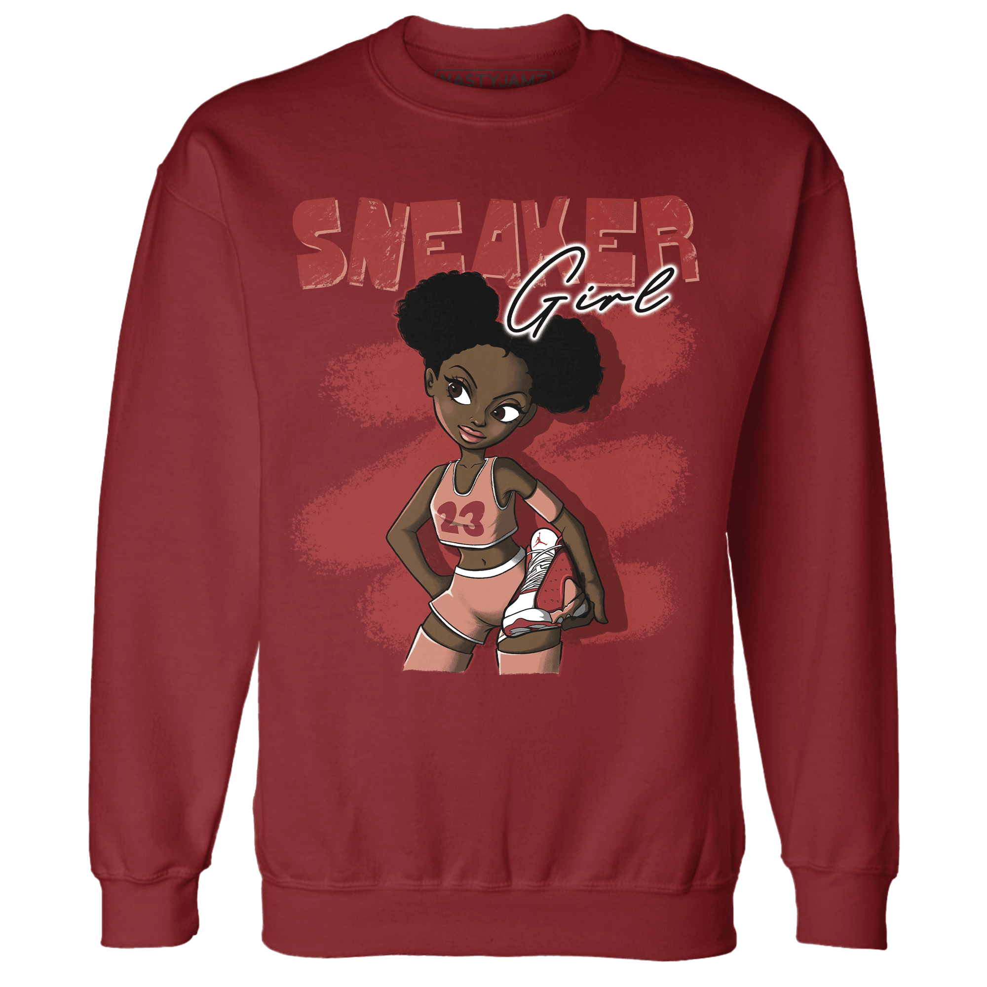 Dune Red 13s Sweatshirt Match Black Sneaker Girl - NastyJamz