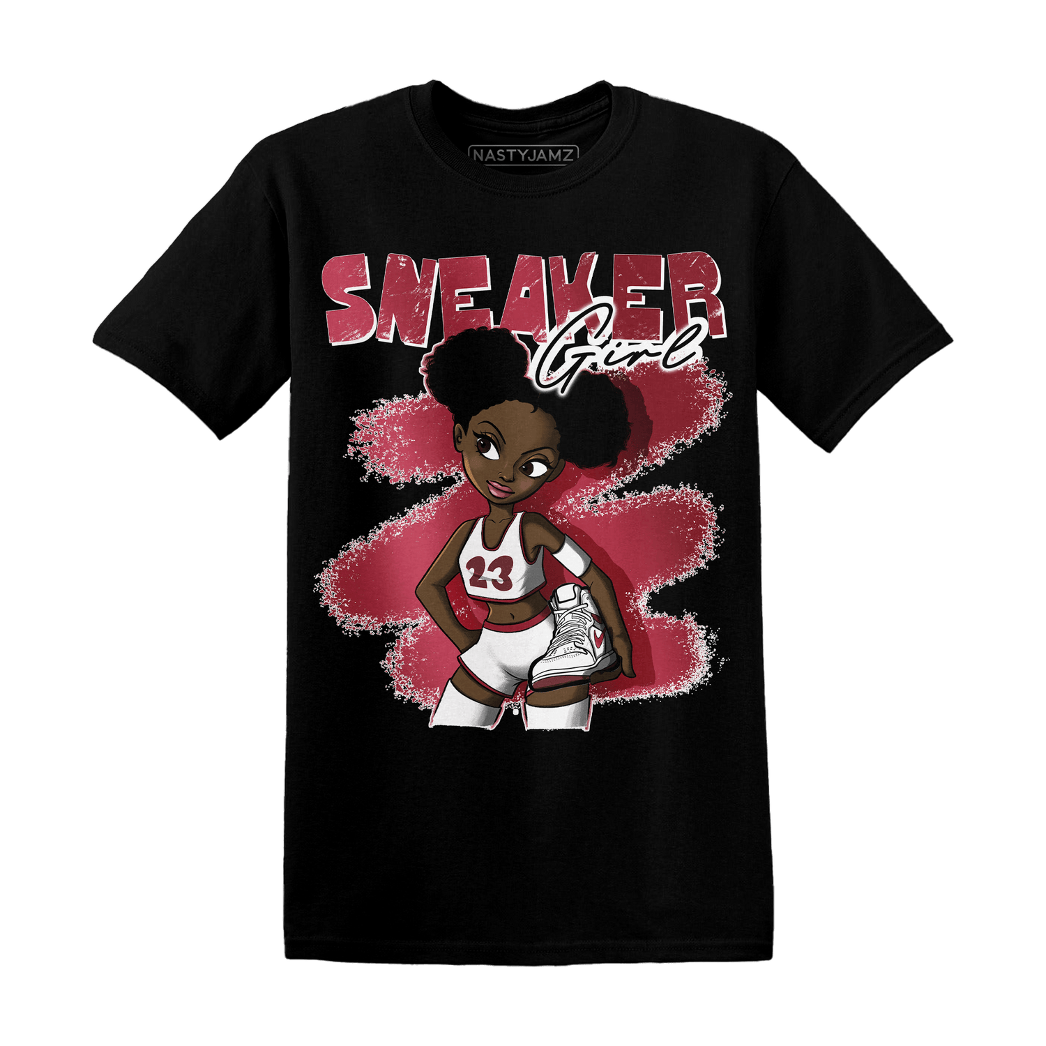 High 85 Metallic Burgundy 1s T Shirt Match Black Sneaker Girl - NastyJamz