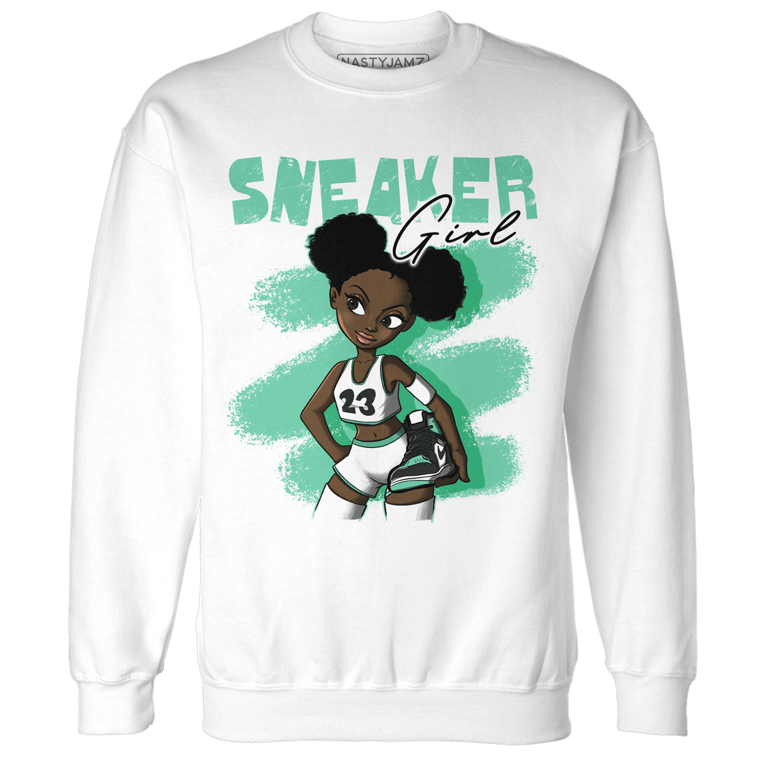 High OG Green Glow 1s Sweatshirt Match Black Sneaker Girl - NastyJamz