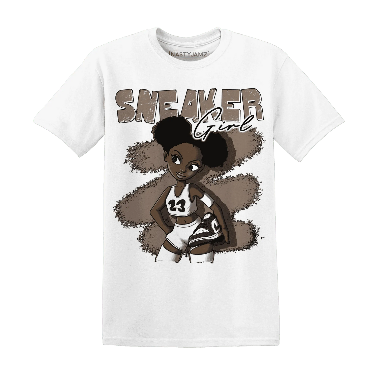 NastyJamz-Low-Mocha-1s-T-Shirt-Match-Black-Sneaker-Girl