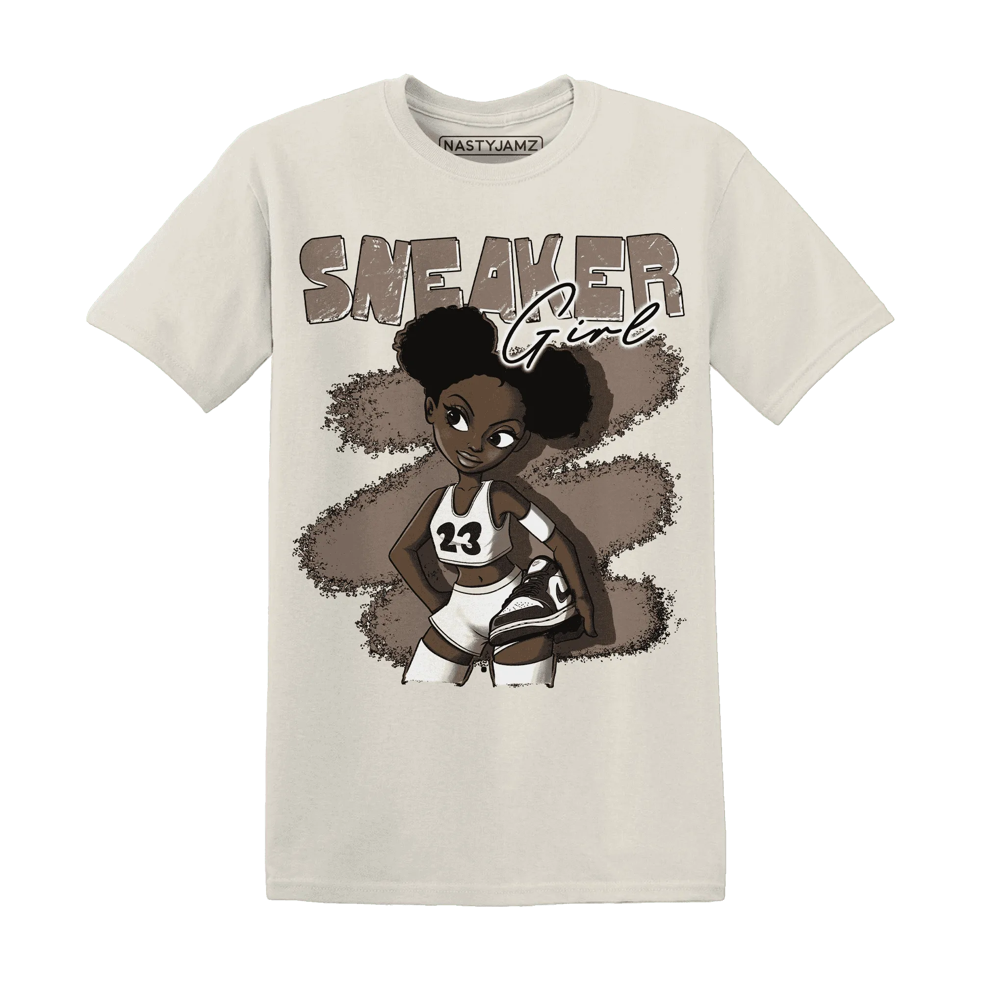 NastyJamz-Low-Mocha-1s-T-Shirt-Match-Black-Sneaker-Girl