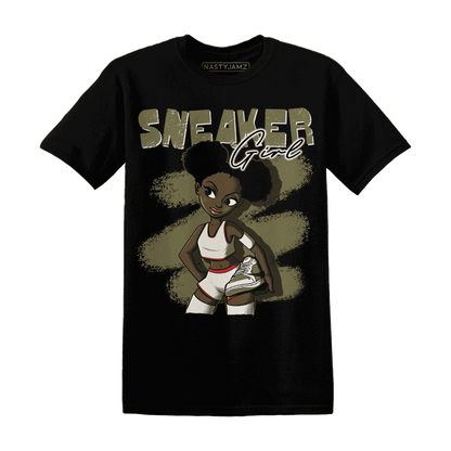 NastyJamz-Medium-Olive-1s-T-Shirt-Match-Black-Sneaker-Girl