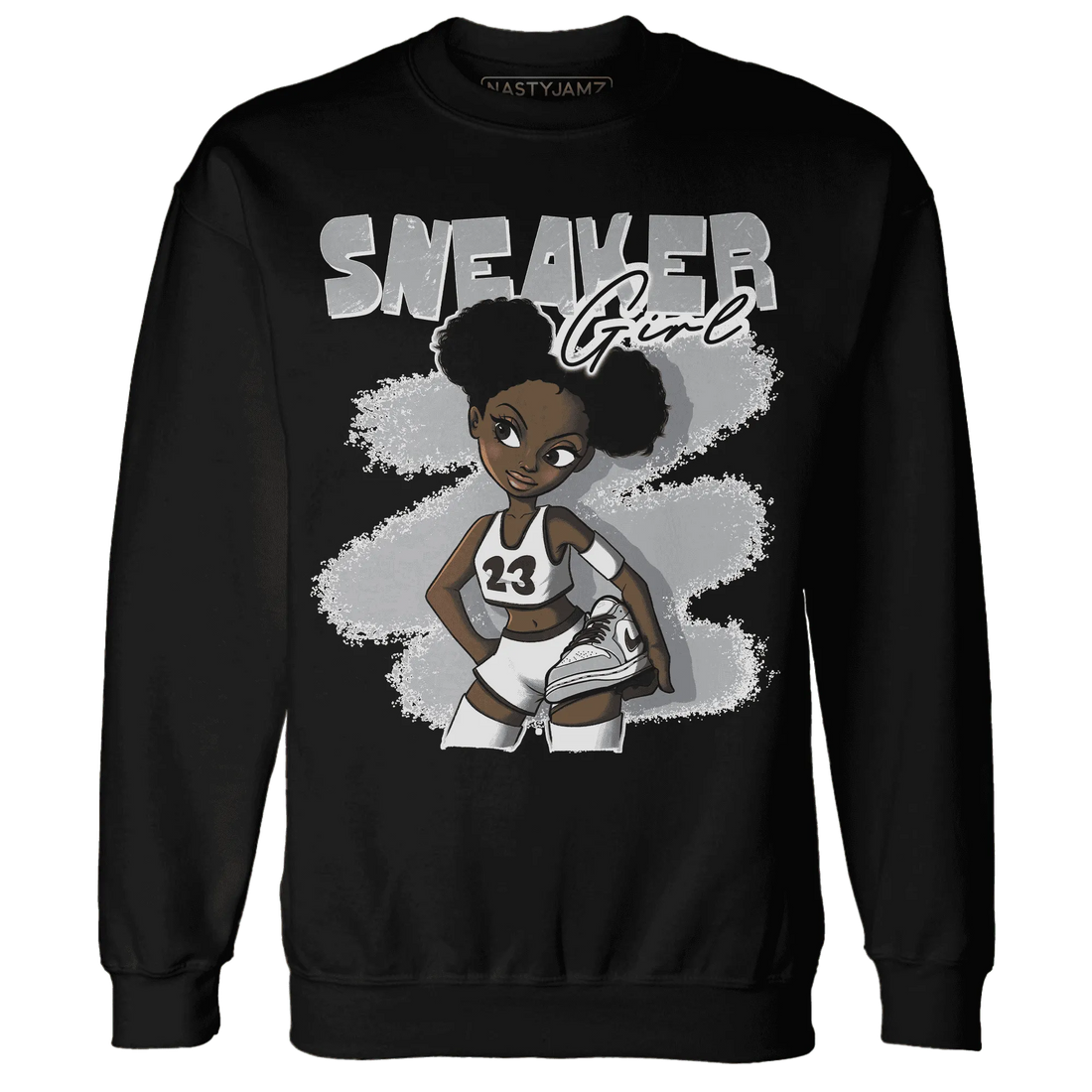 Wolf-Grey-1s-Sweatshirt-Match-Black-Sneaker-Girl