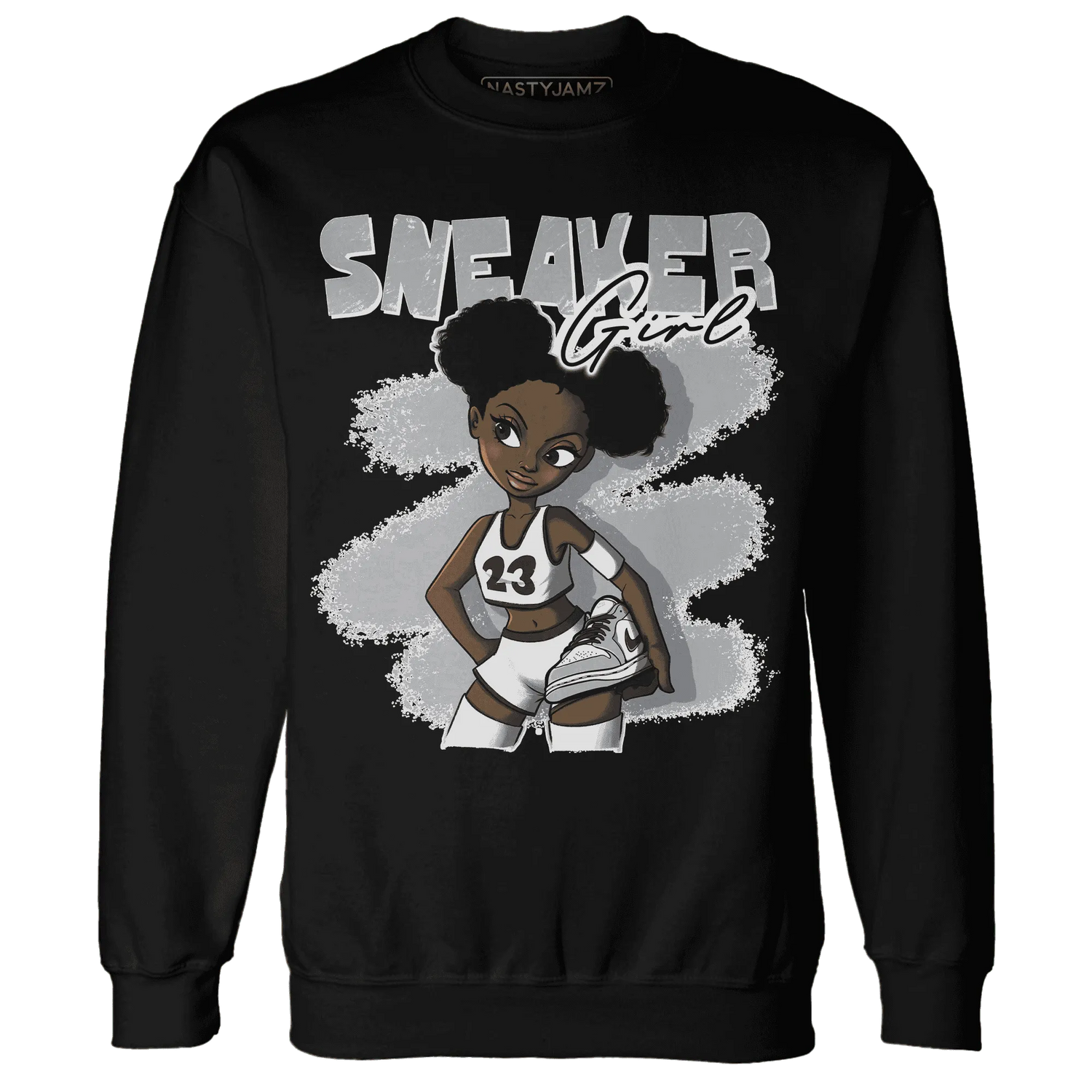 Wolf-Grey-1s-Sweatshirt-Match-Black-Sneaker-Girl