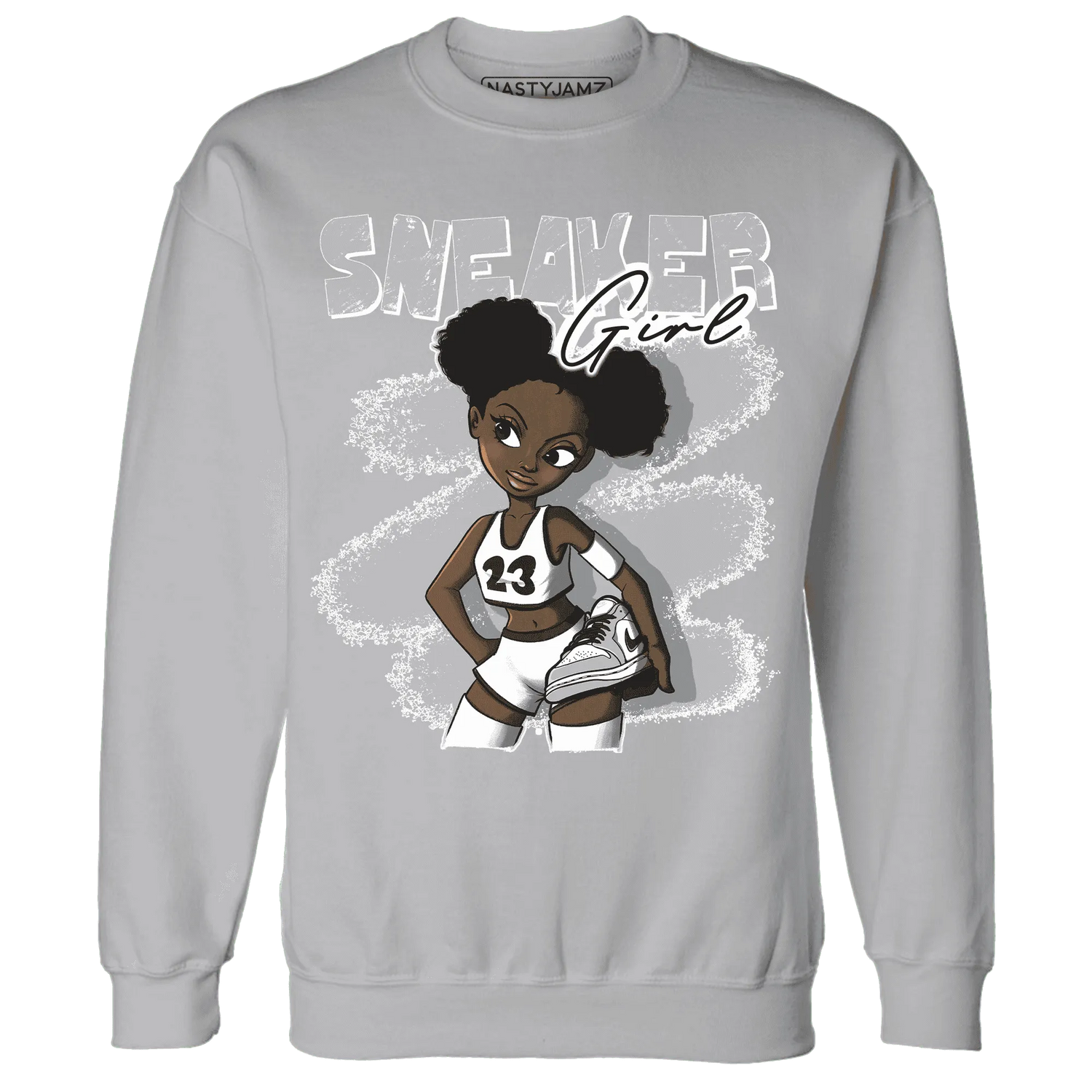 Wolf-Grey-1s-Sweatshirt-Match-Black-Sneaker-Girl