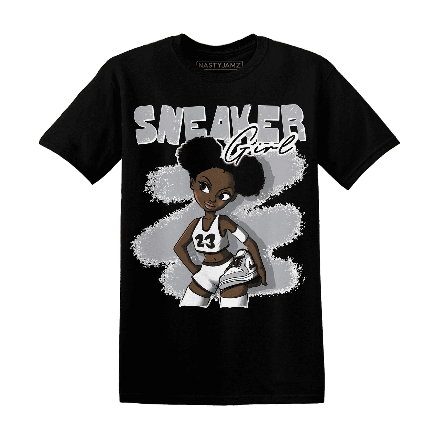 Wolf-Grey-1s-T-Shirt-Match-Black-Sneaker-Girl