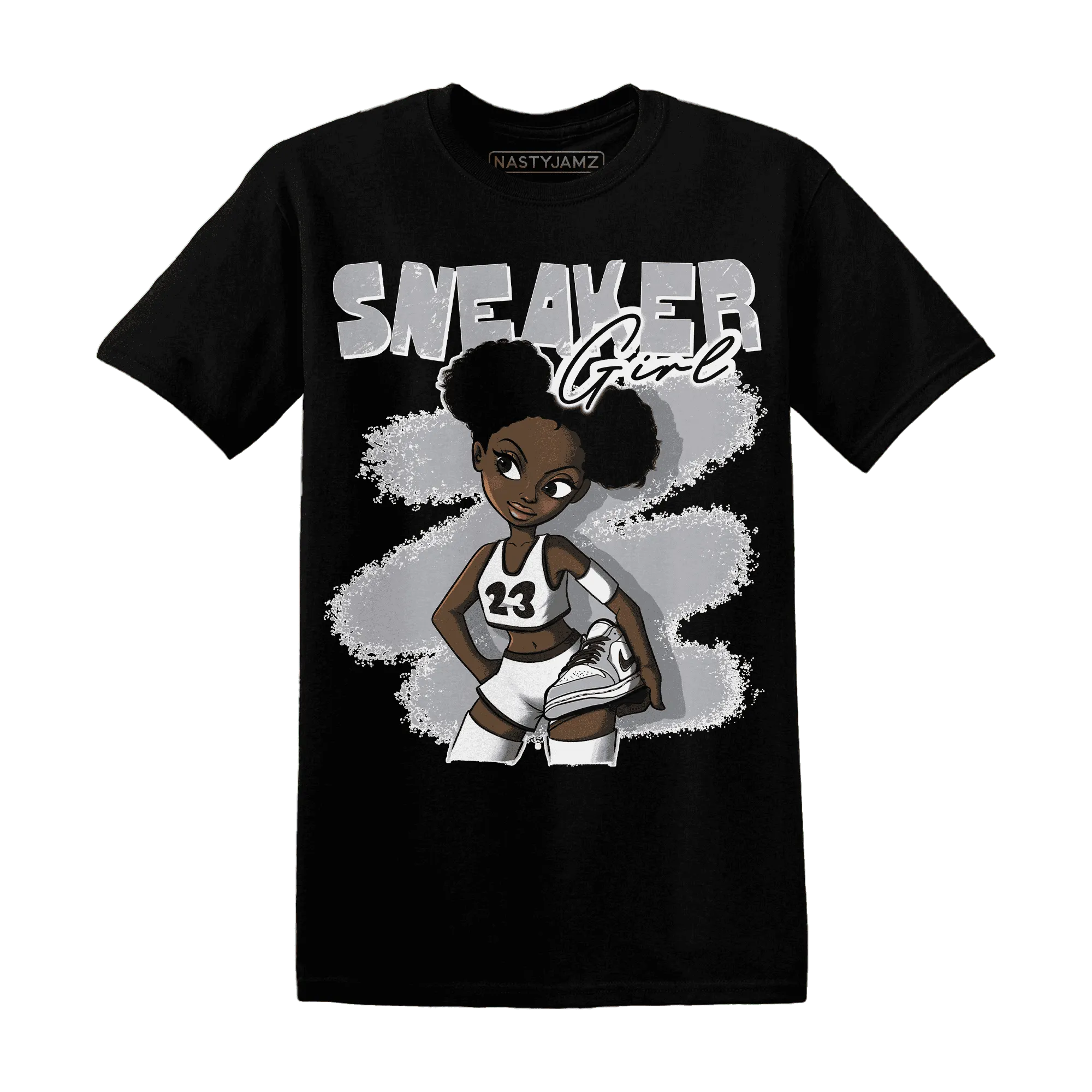 Wolf-Grey-1s-T-Shirt-Match-Black-Sneaker-Girl