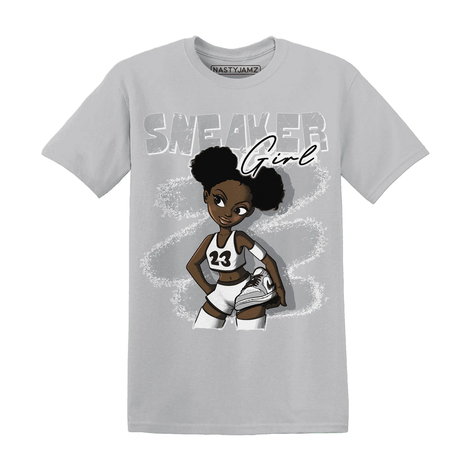 Wolf-Grey-1s-T-Shirt-Match-Black-Sneaker-Girl