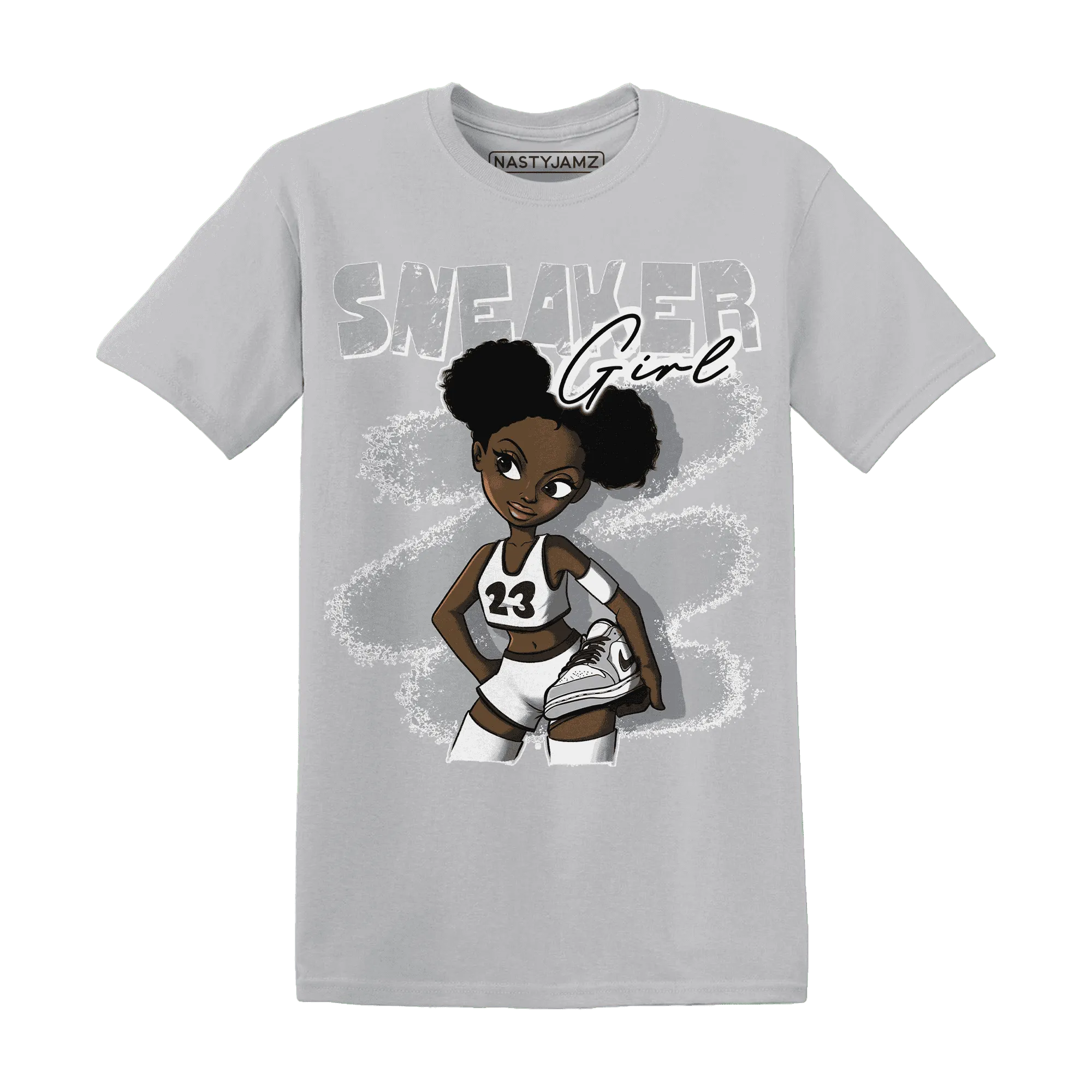 Wolf-Grey-1s-T-Shirt-Match-Black-Sneaker-Girl