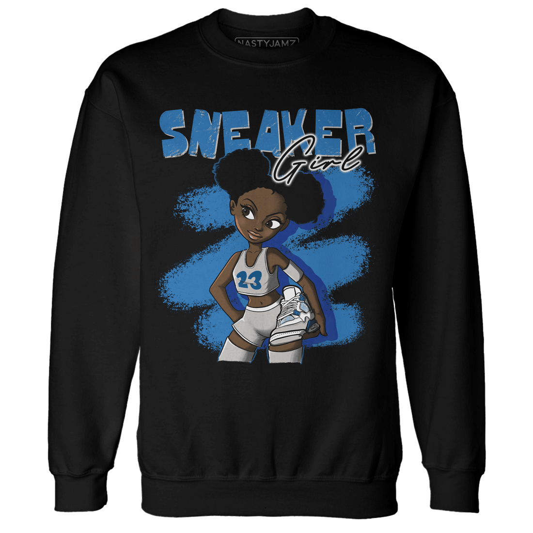 Industrial Blue 4s Sweatshirt Match Black Sneaker Girl - NastyJamz