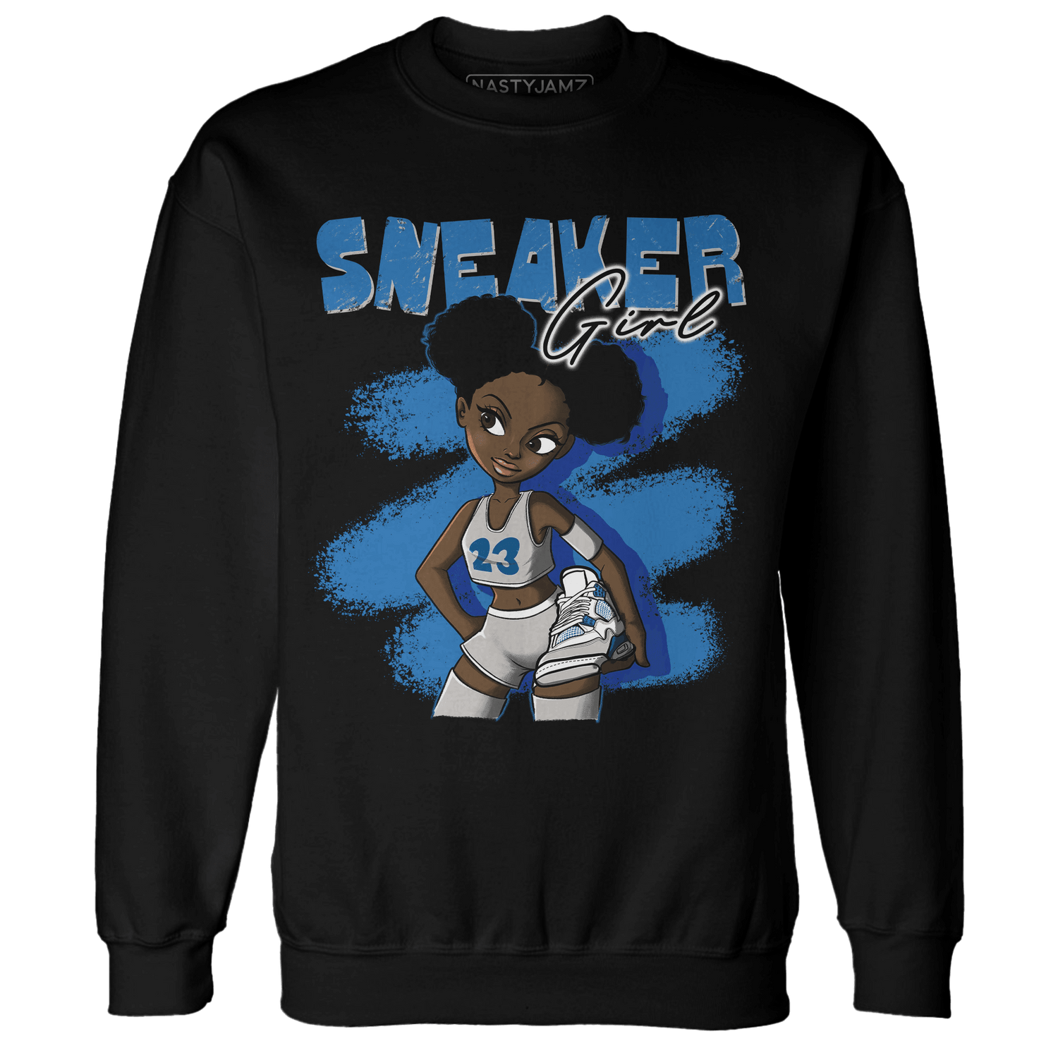 Industrial Blue 4s Sweatshirt Match Black Sneaker Girl - NastyJamz