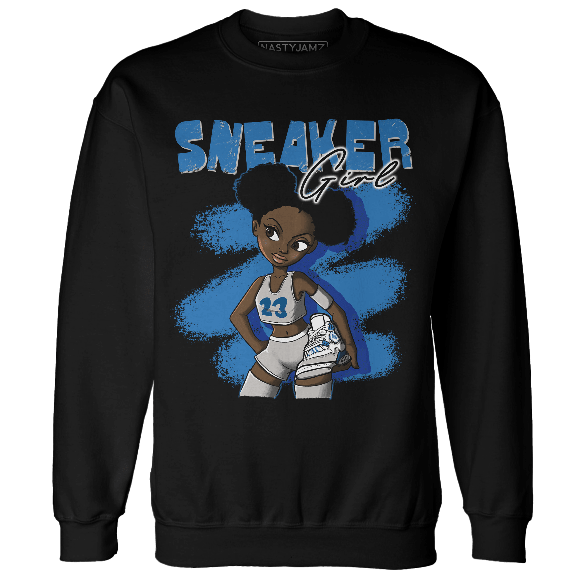 Industrial Blue 4s Sweatshirt Match Black Sneaker Girl - NastyJamz