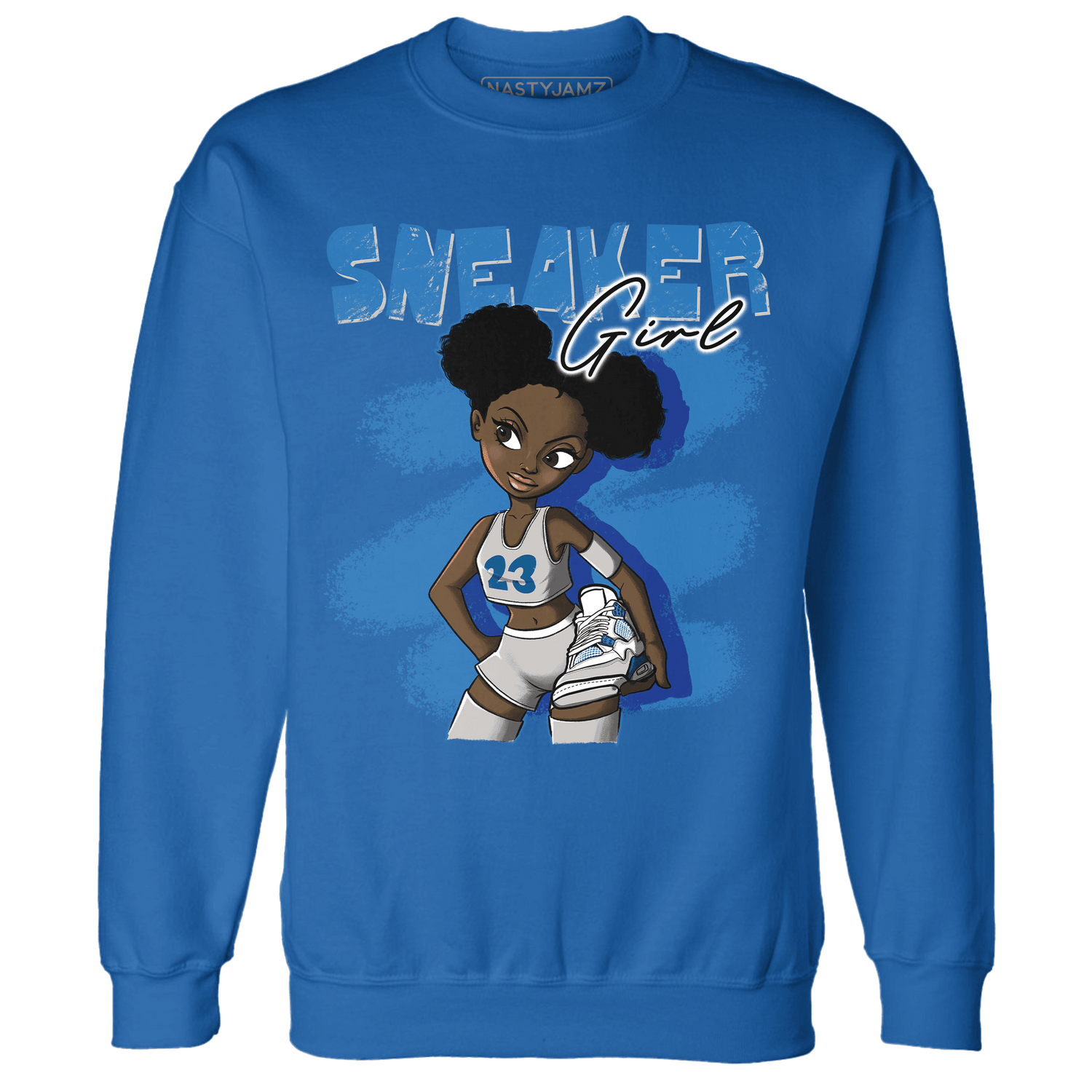 Industrial Blue 4s Sweatshirt Match Black Sneaker Girl - NastyJamz