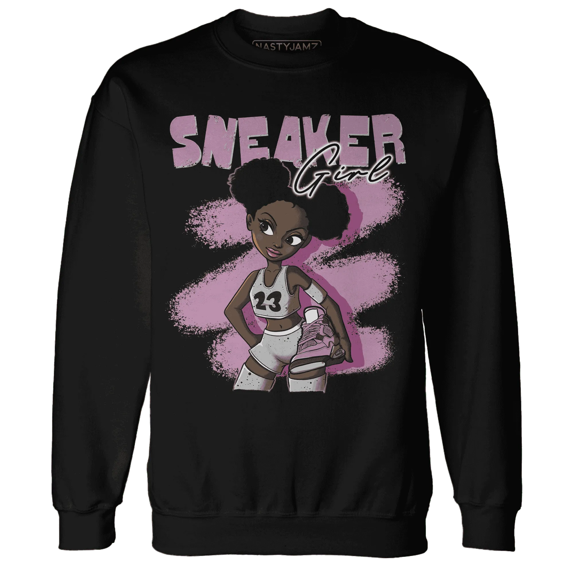 Orchid-Neutral-Grey-Black-White-4s-NastyJamz-Sweatshirt-Match-Black-Sneaker-Girl