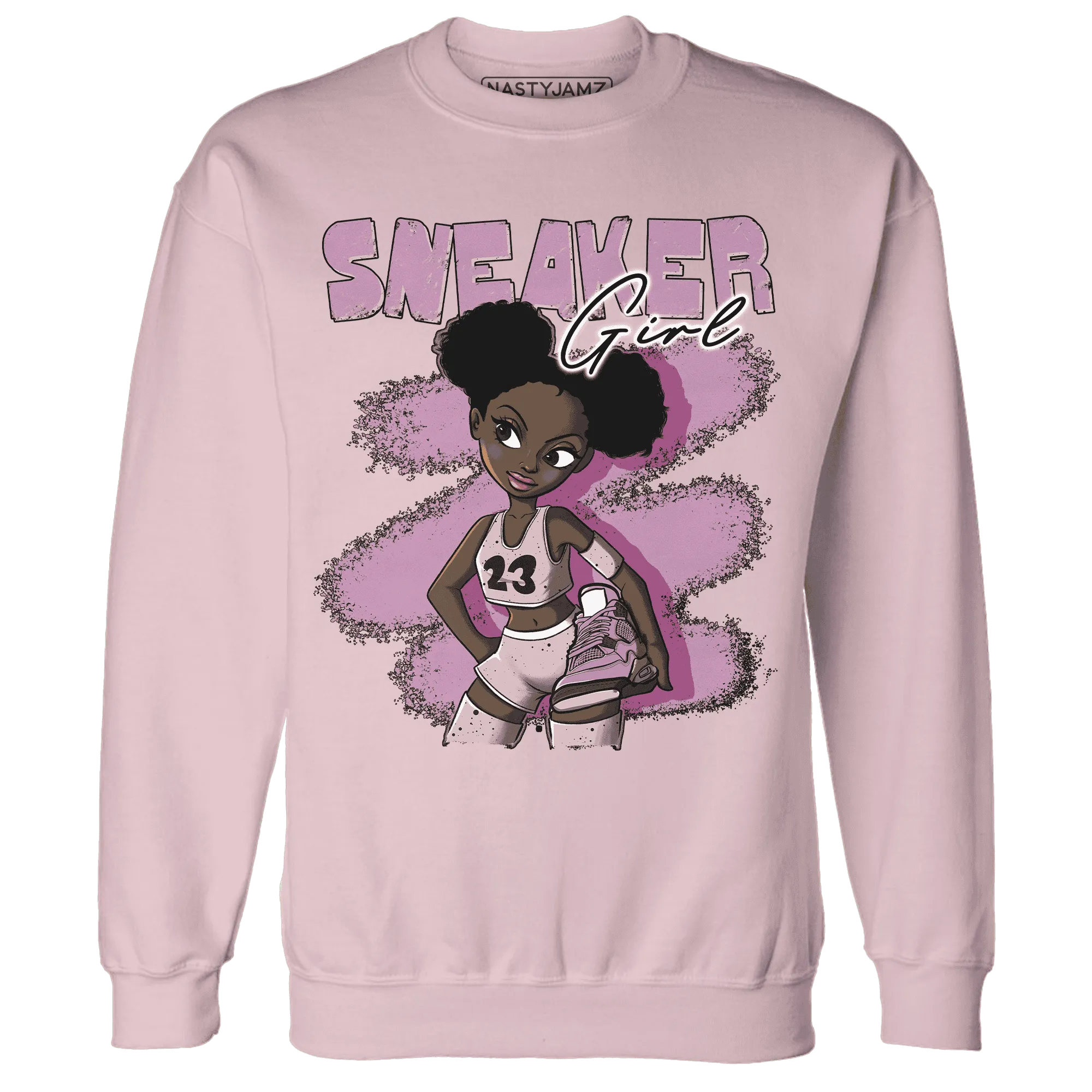 Orchid-Neutral-Grey-Black-White-4s-NastyJamz-Sweatshirt-Match-Black-Sneaker-Girl