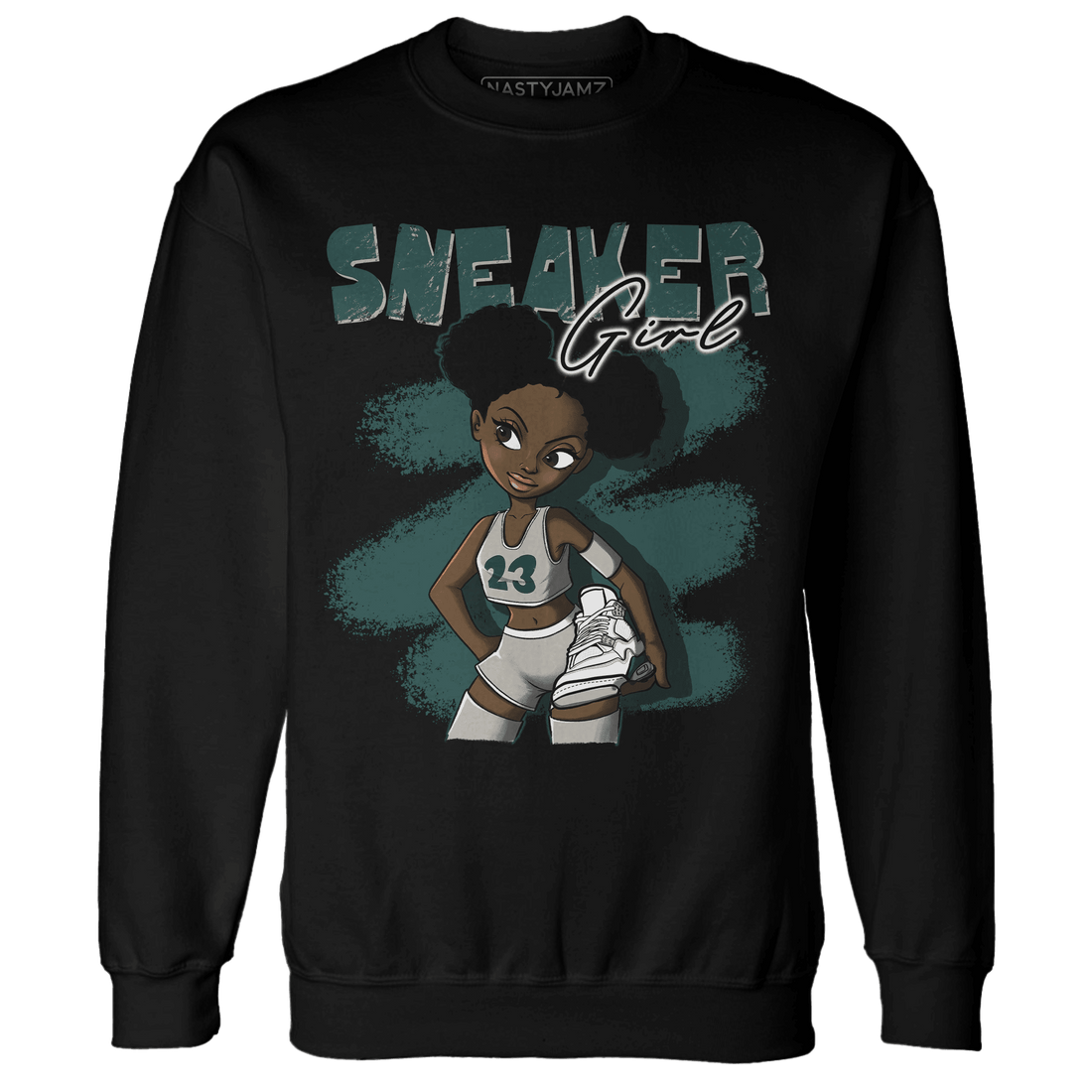 Oxidized Green 4s Sweatshirt Match Black Sneaker Girl - NastyJamz