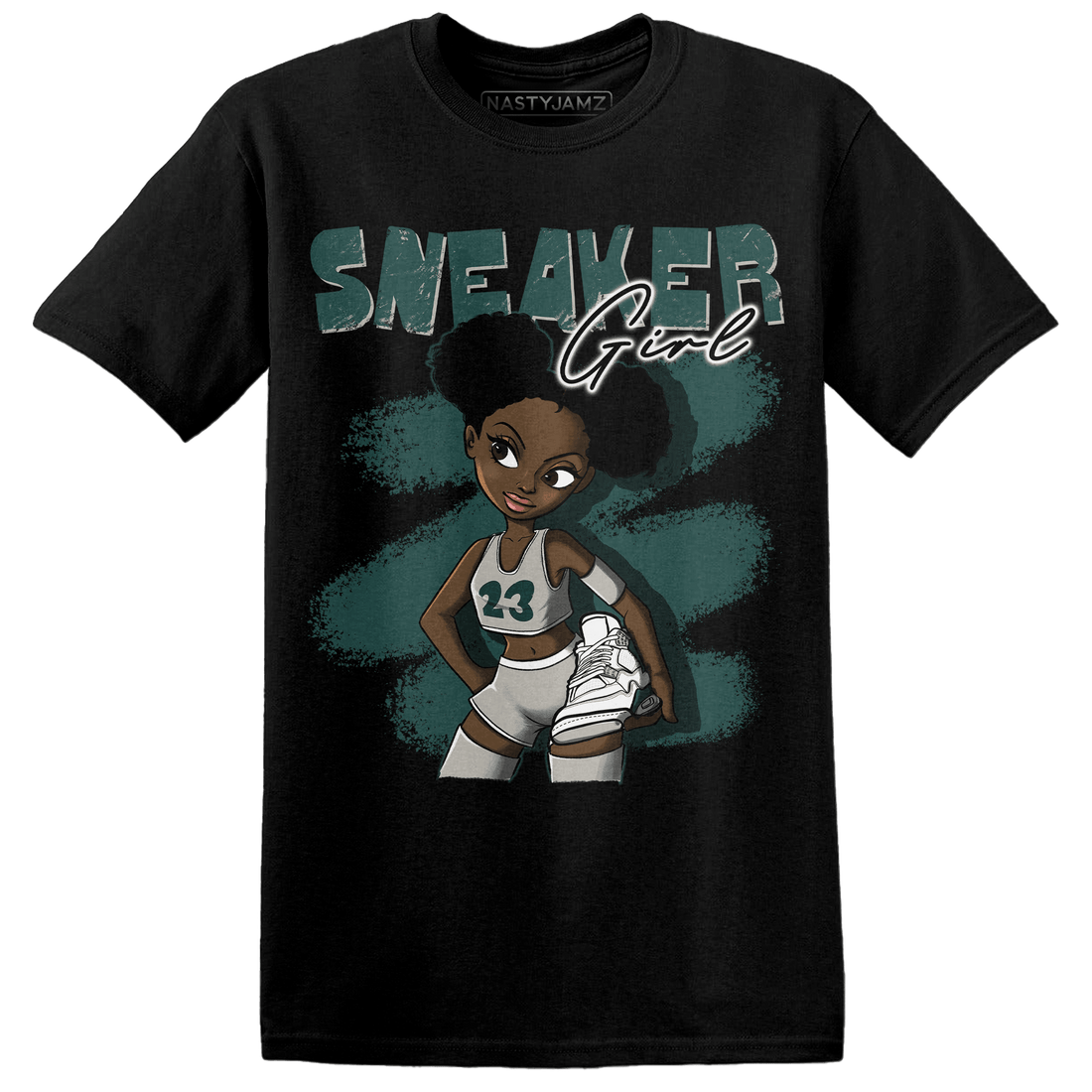 Oxidized Green 4s T Shirt Match Black Sneaker Girl - NastyJamz