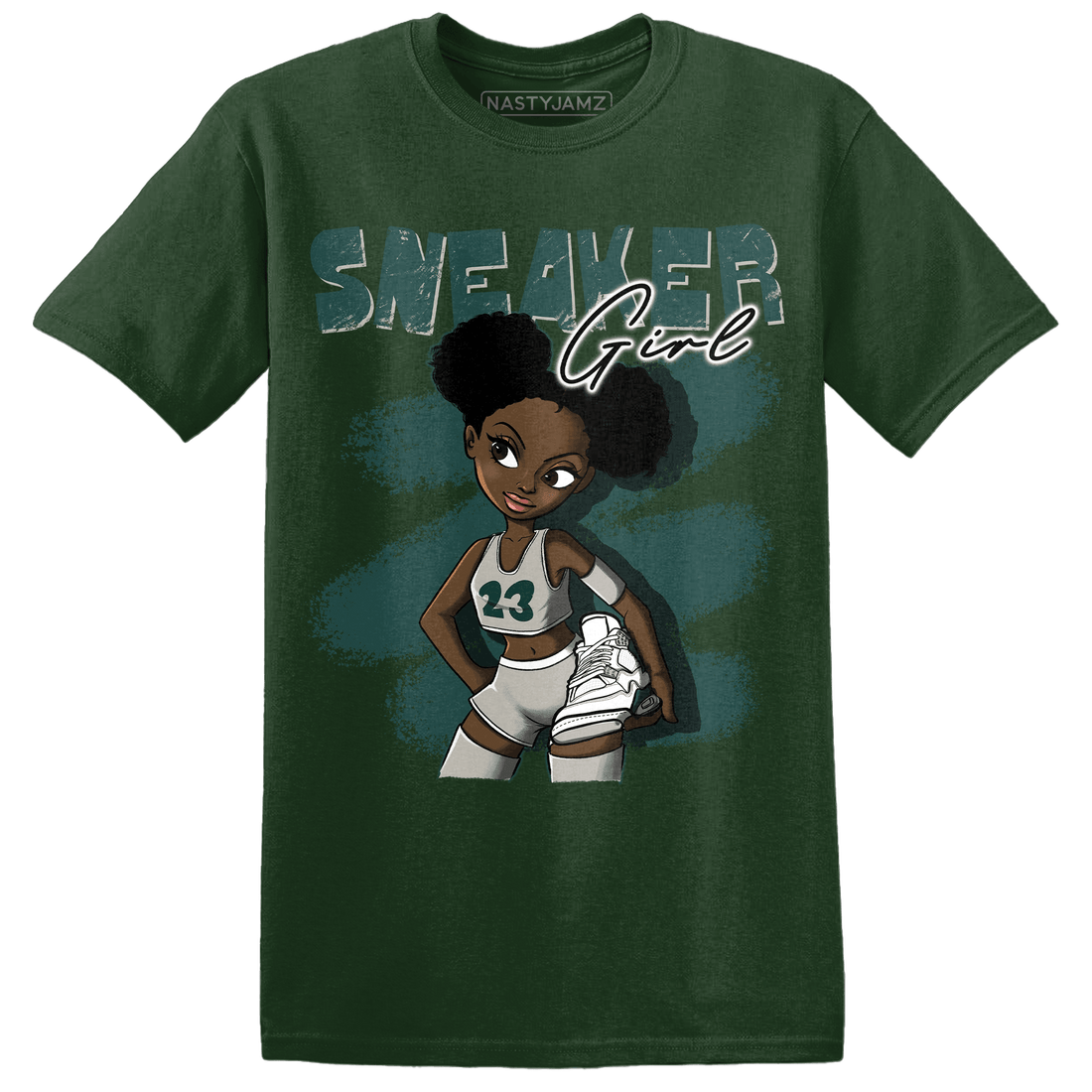 Oxidized Green 4s T Shirt Match Black Sneaker Girl - NastyJamz