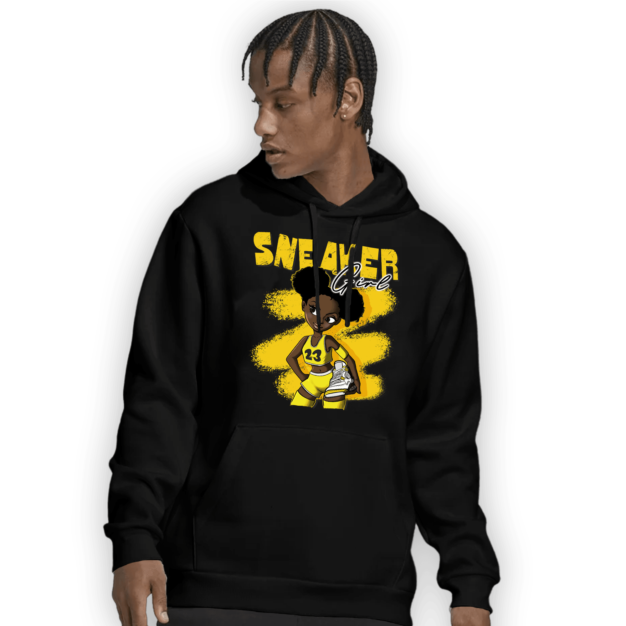 Vivid Sulfur 4s Hoodie Match Black Sneaker Girl - NastyJamz