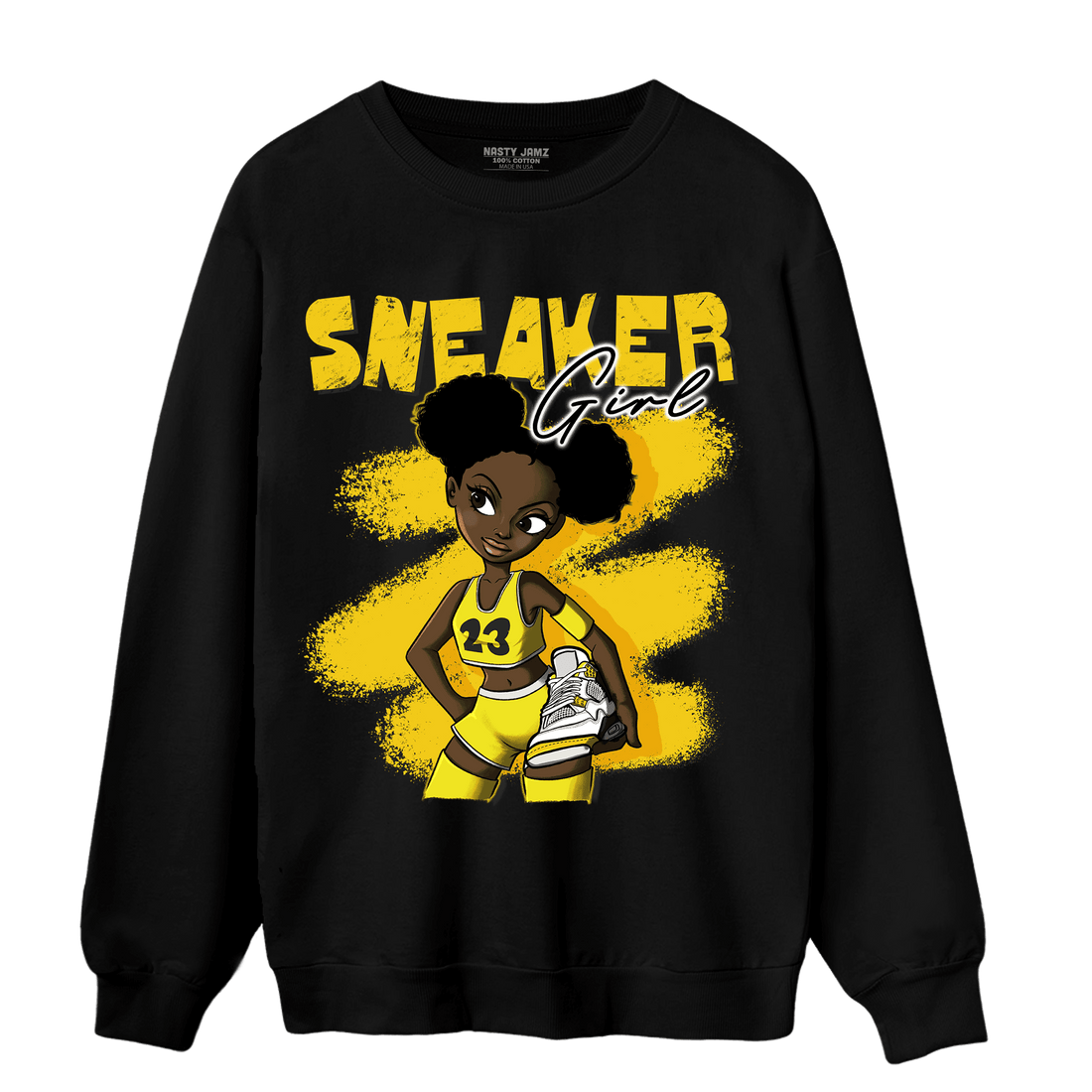 Vivid Sulfur 4s Sweatshirt Match Black Sneaker Girl - NastyJamz