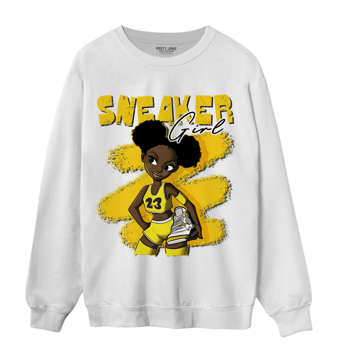 Vivid Sulfur 4s Sweatshirt Match Black Sneaker Girl - NastyJamz