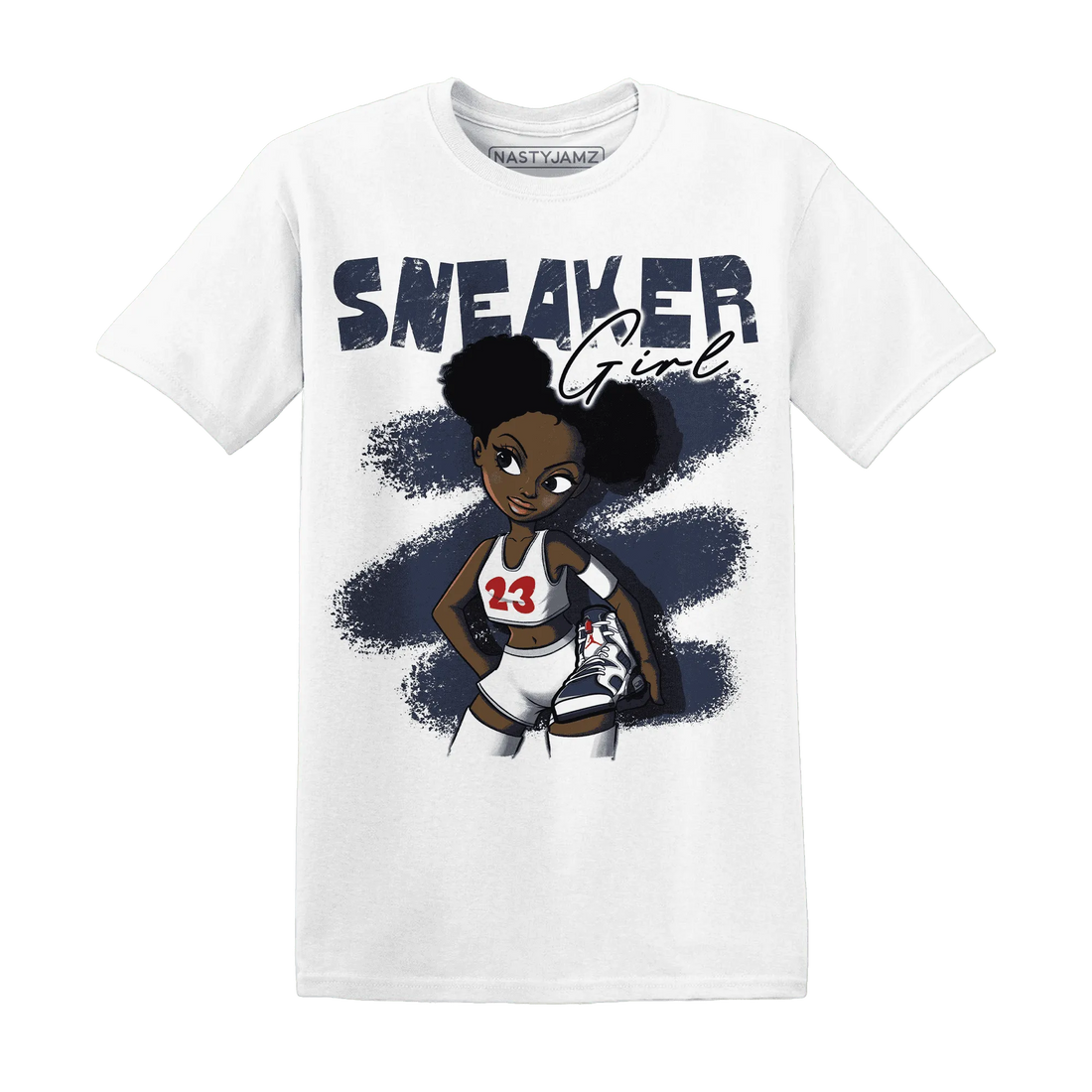 White-Navy-6s-T-Shirt-Match-Black-Sneaker-Girl