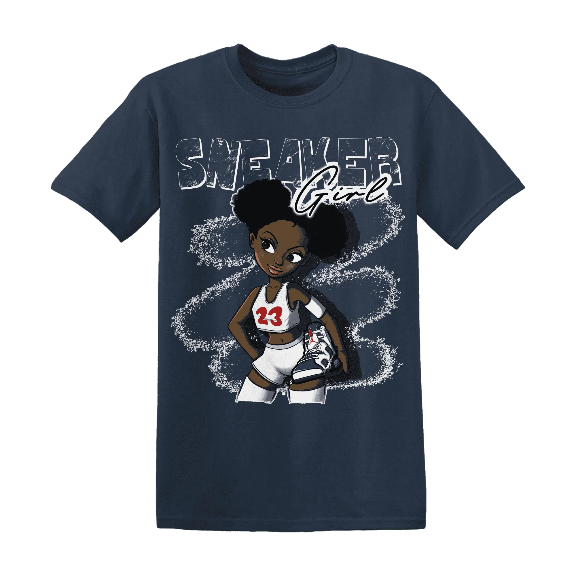 White-Navy-6s-T-Shirt-Match-Black-Sneaker-Girl
